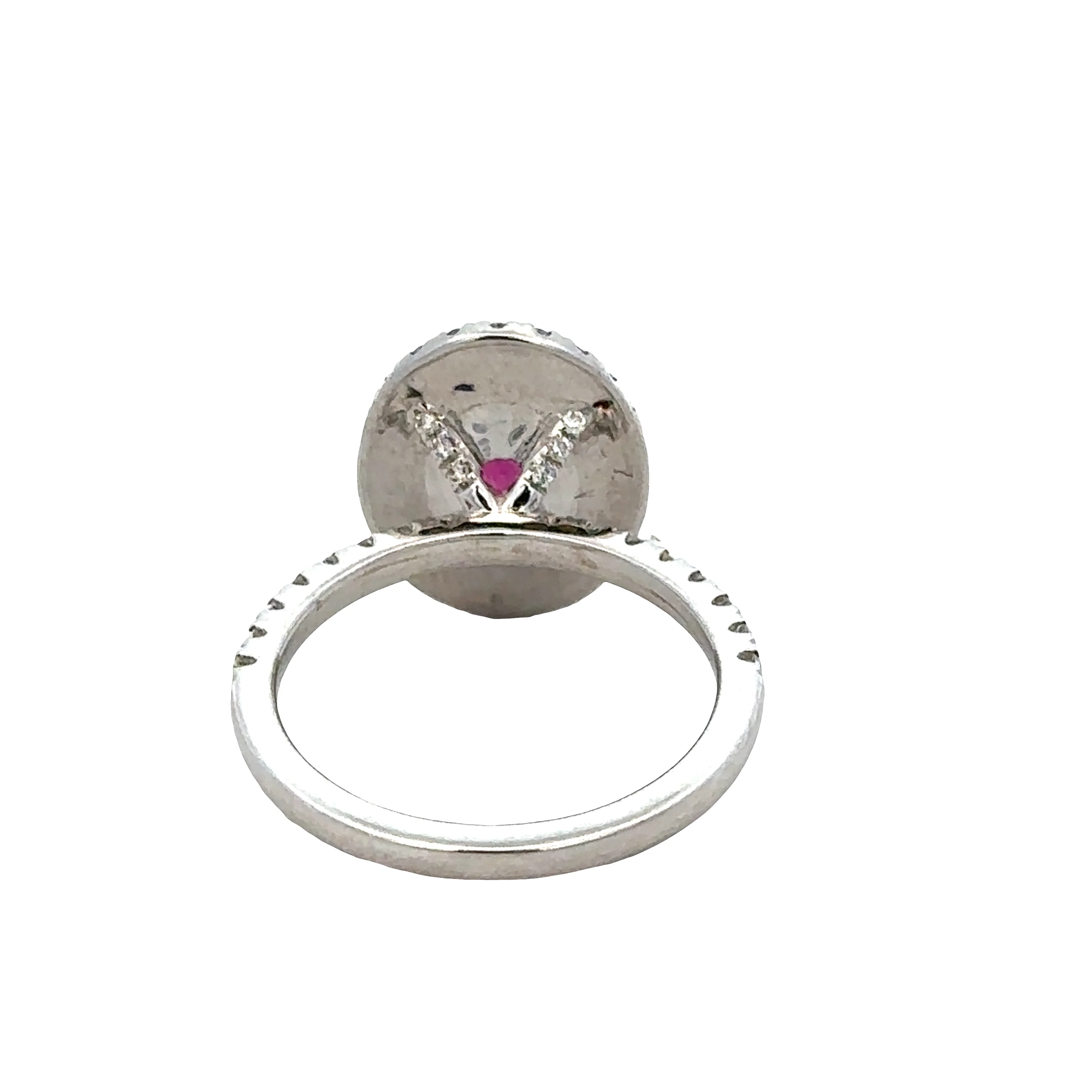 14k White Gold Ruby & Diamond Halo Ring – Size 6.5 - Image 3