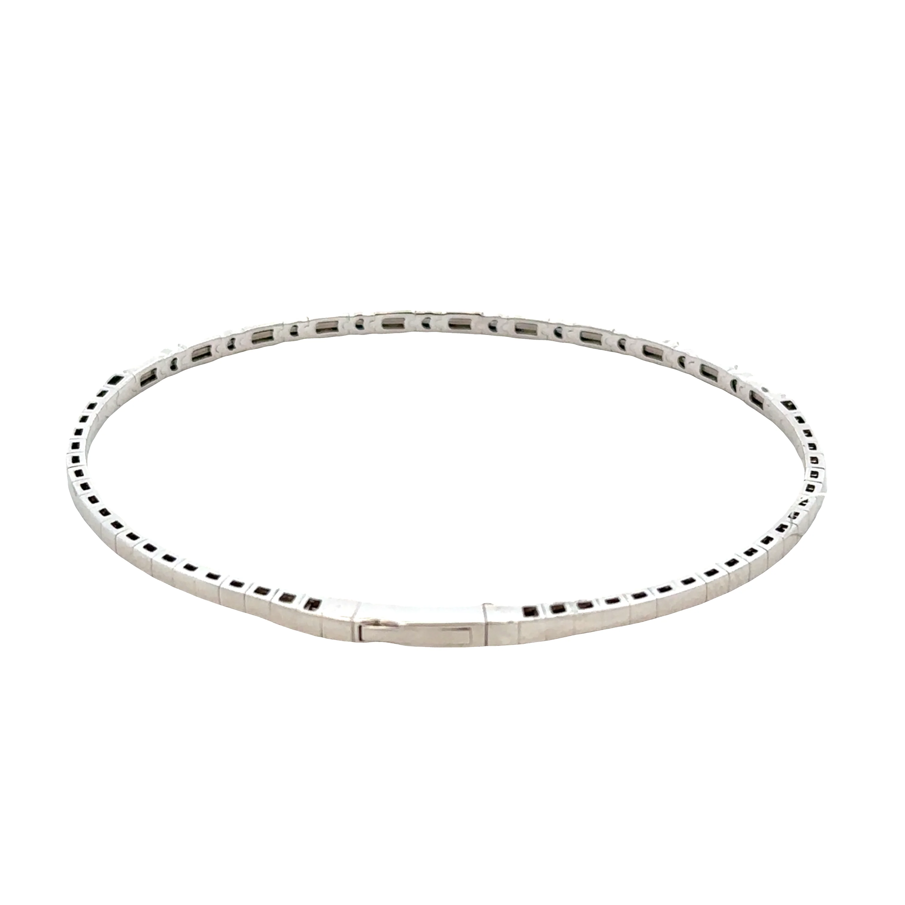 14k White Gold Sapphire and Diamond Bangle Bracelet - Image 2