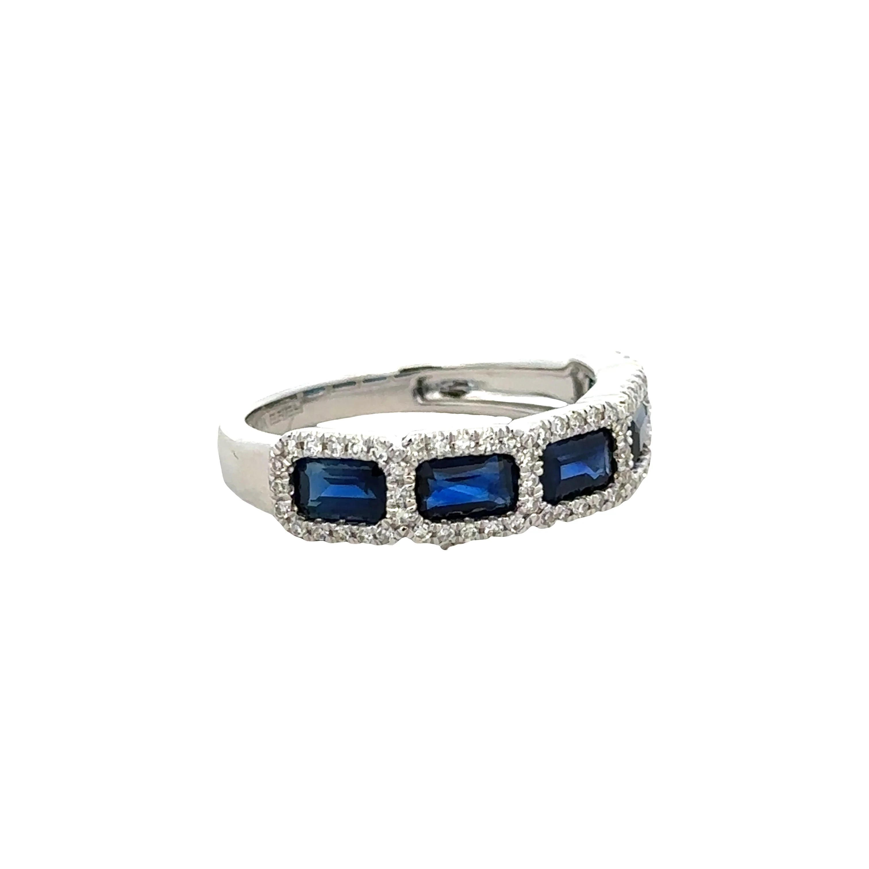 14k White Gold Sapphire & Diamond Band – Size 7 - Image 2