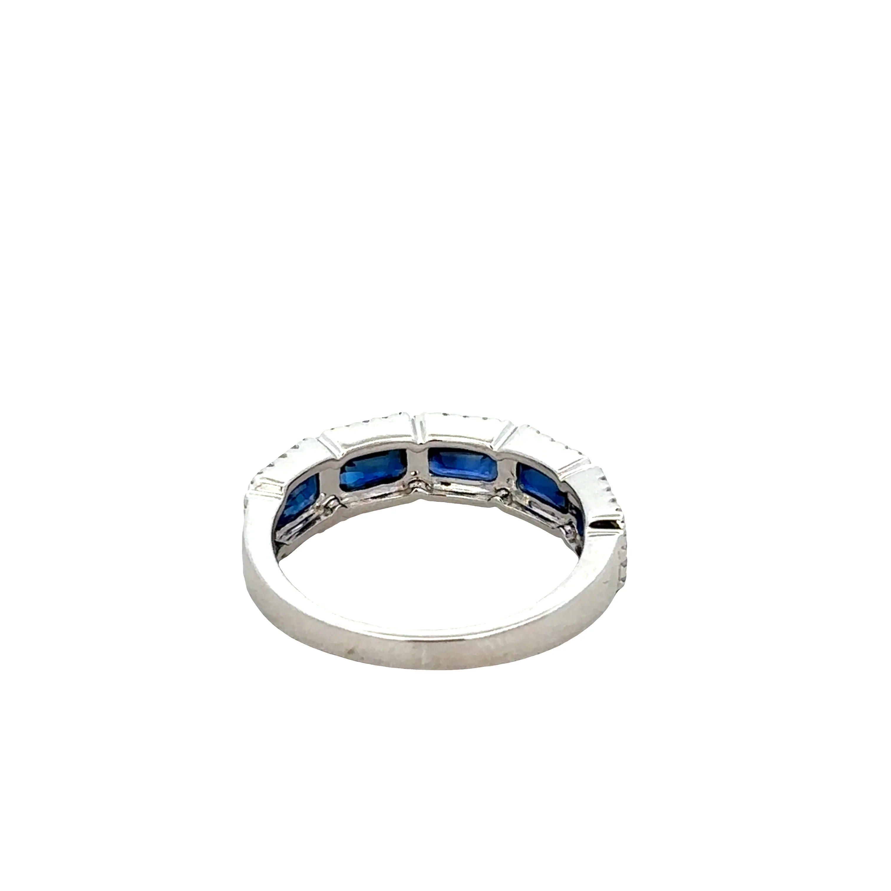 14k White Gold Sapphire & Diamond Band – Size 7 - Image 3