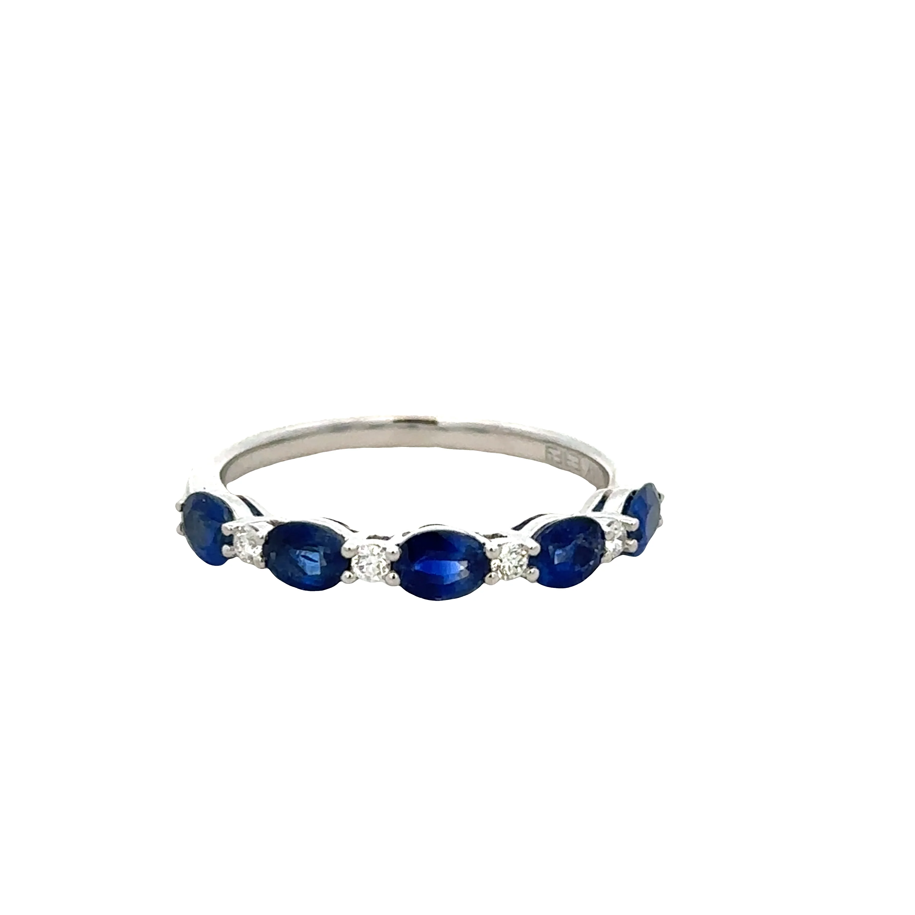 14k White Gold Sapphire & Diamond Band – Size 7