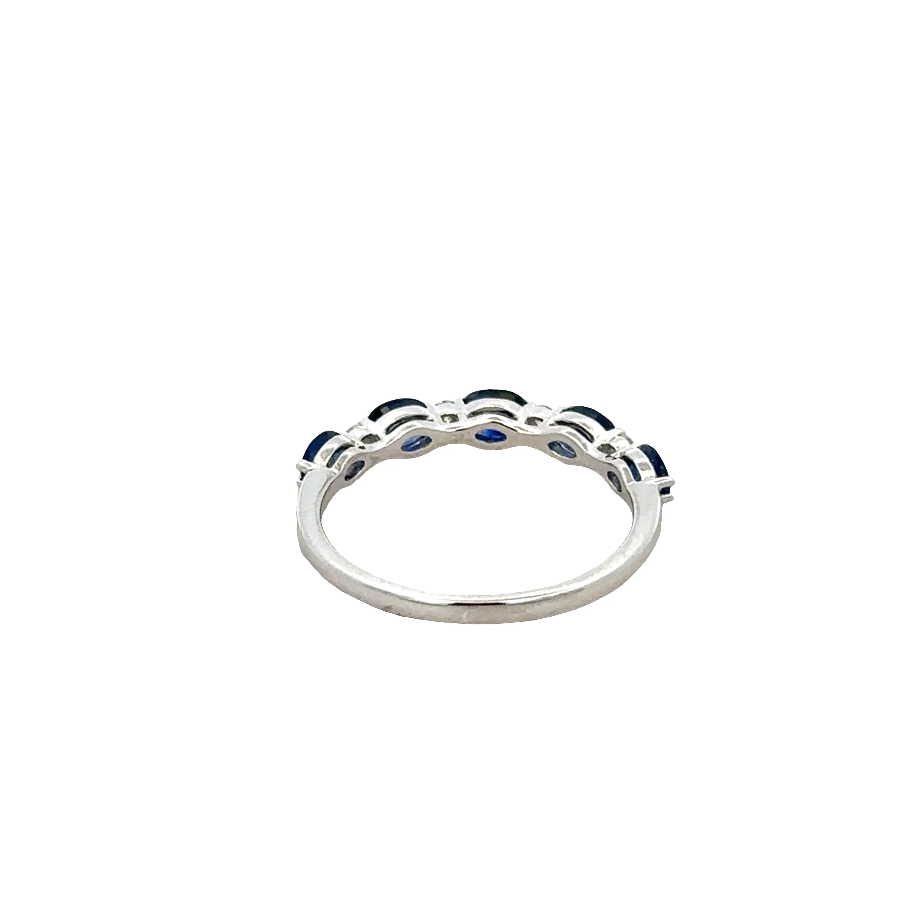 14k White Gold Sapphire & Diamond Band – Size 7 - Image 3