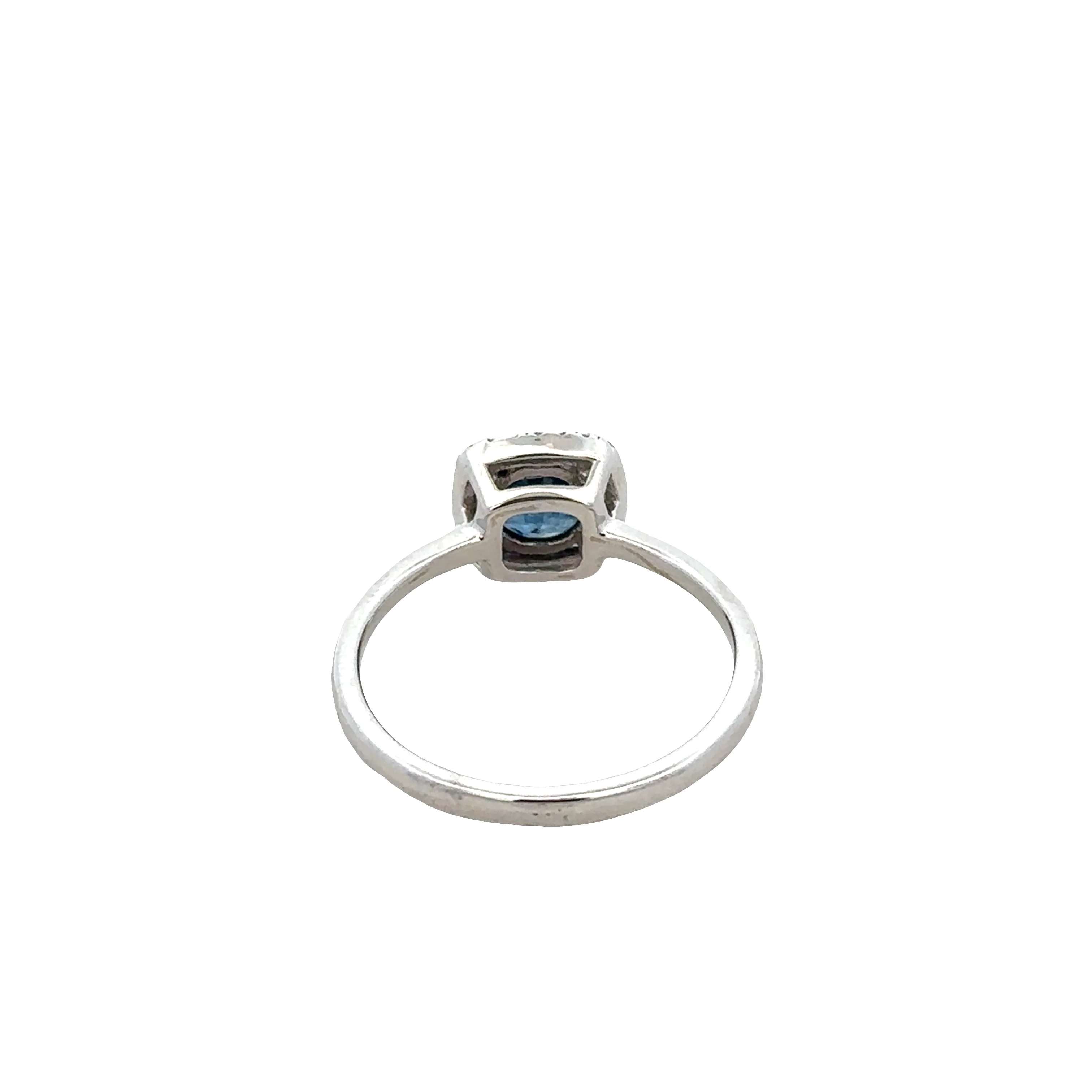 14k White Gold Sapphire & Diamond Halo Ring – Size 7 - Image 3