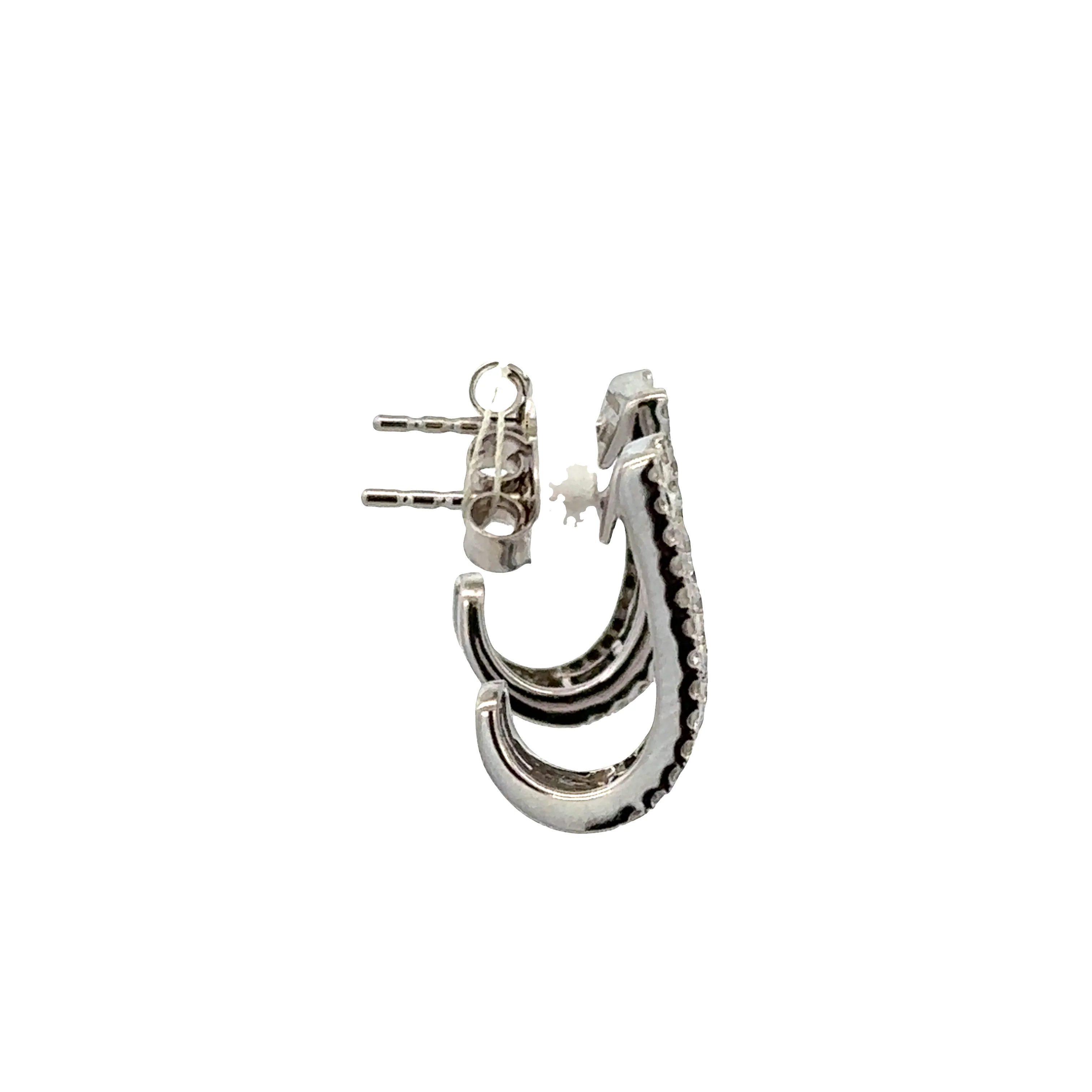 14k White Gold Sapphire & Diamond Huggie Earrings - Image 2