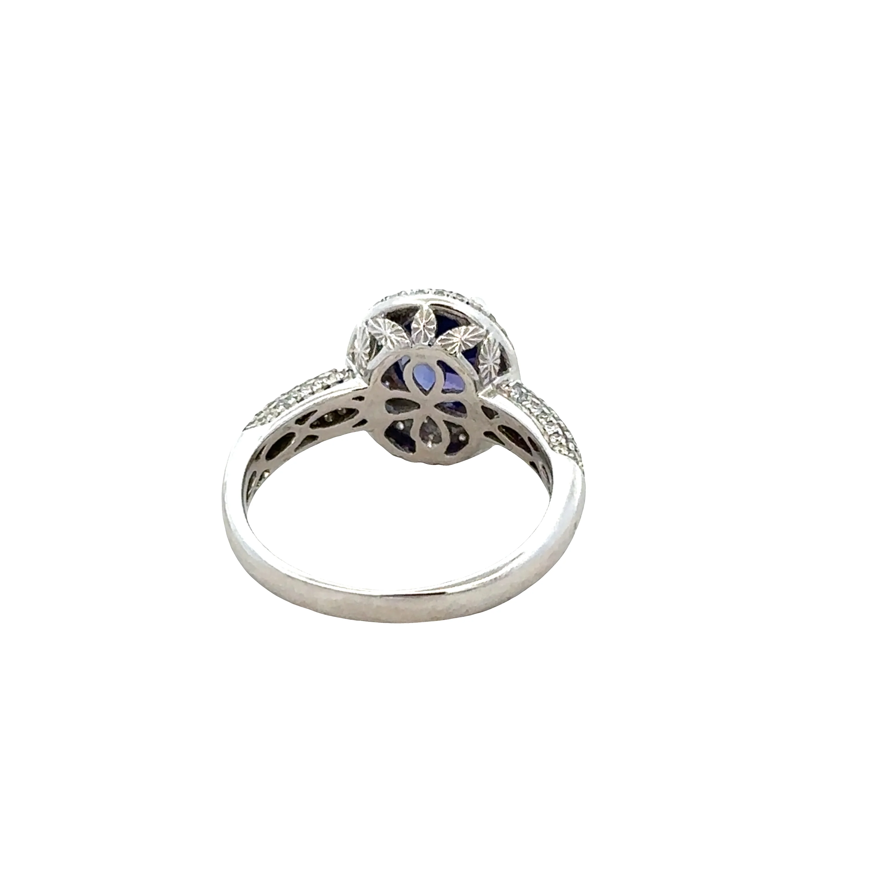 14k White Gold Tanzanite & Diamond Double Halo Ring – Size 7.25 - Image 3