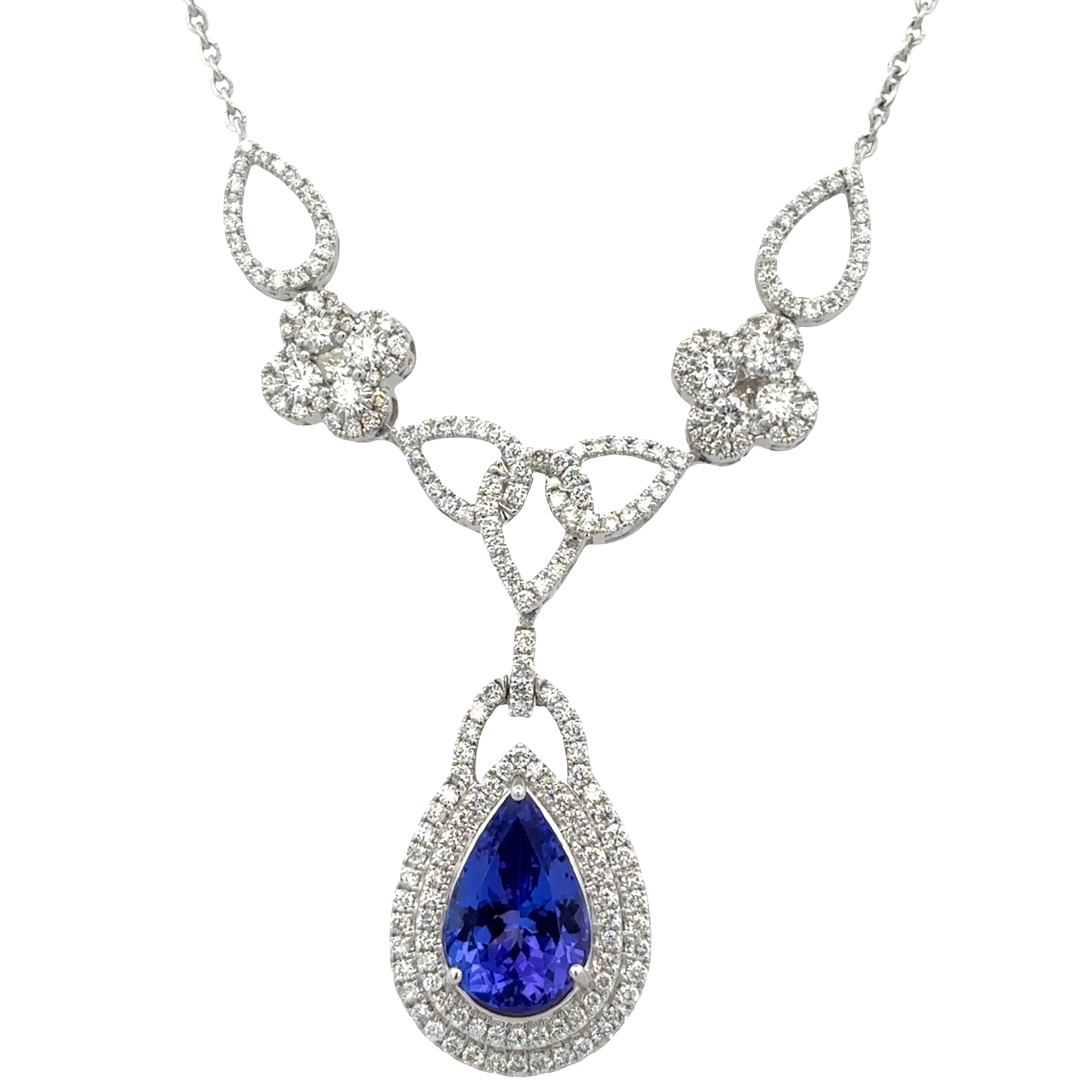 14k White Gold Tanzanite & Diamond Y-Style Necklace – 16"