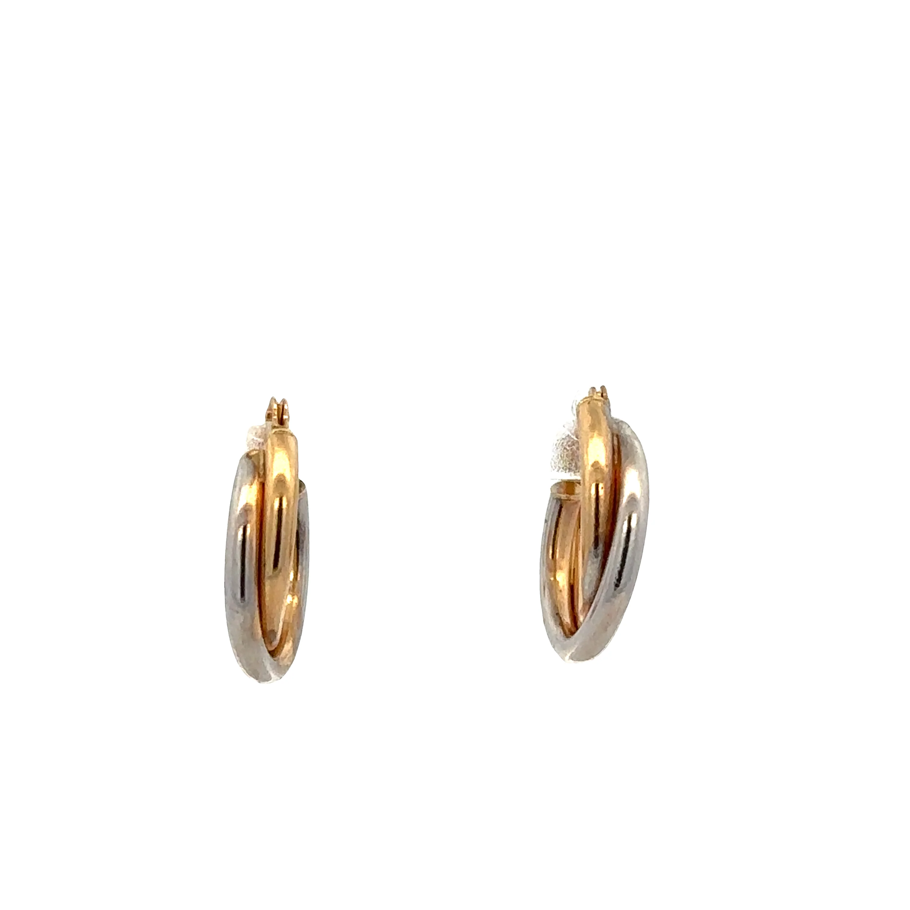 14k White & Yellow Gold Twist Hoop Earrings – 1/2" Tall