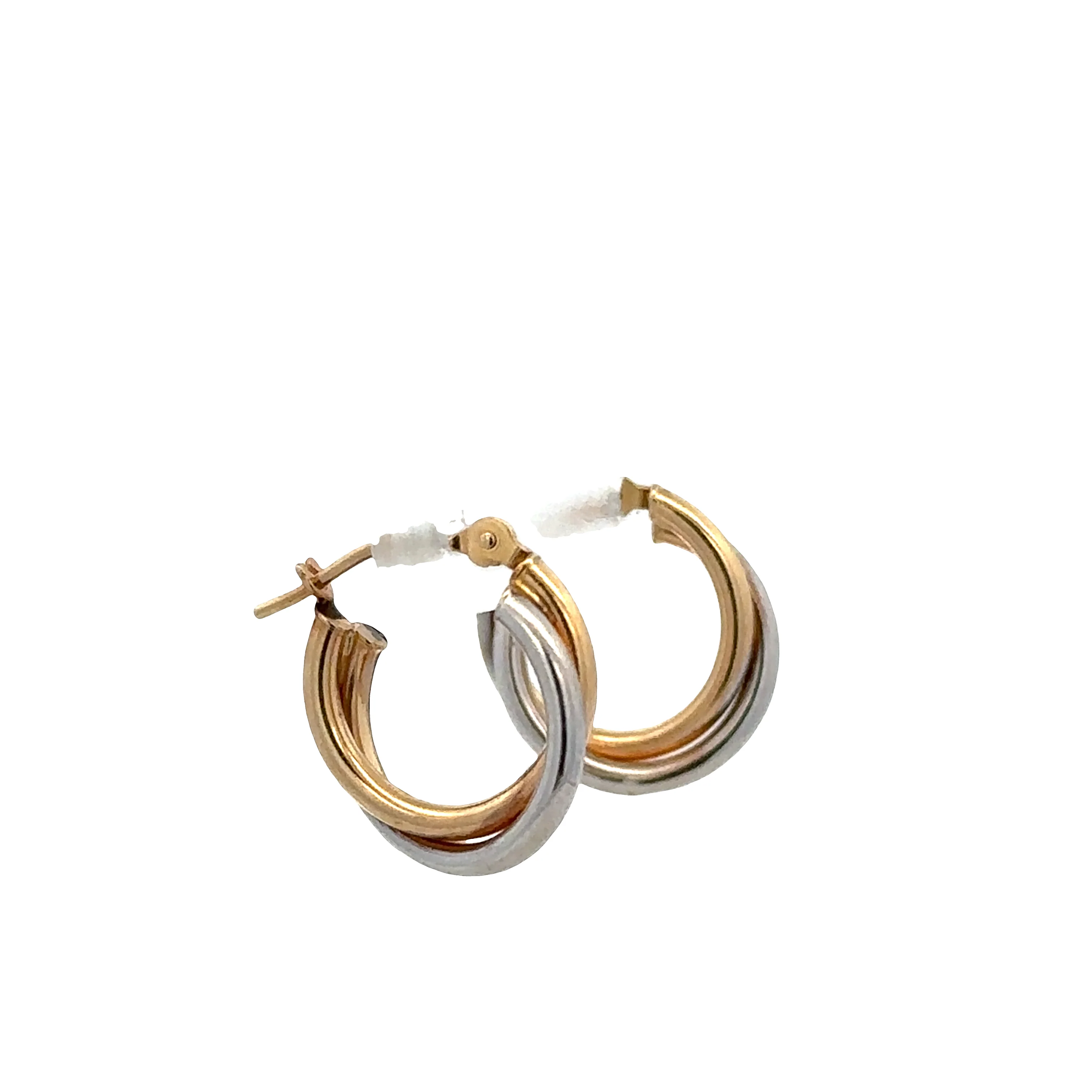 14k White & Yellow Gold Twist Hoop Earrings – 1/2" Tall - Image 2