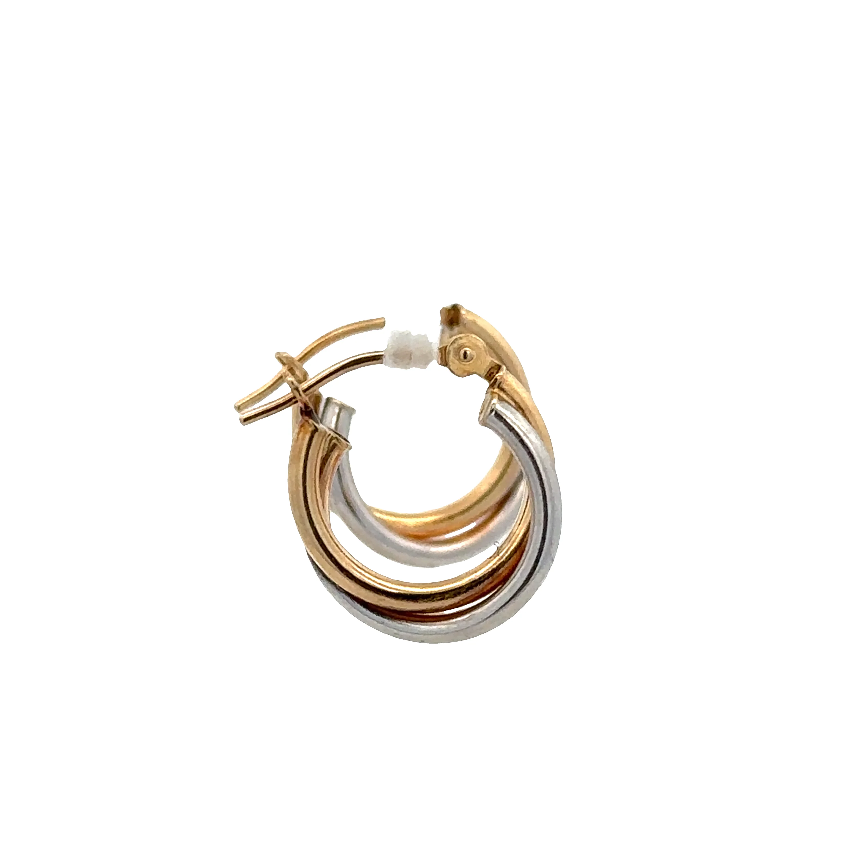 14k White & Yellow Gold Twist Hoop Earrings – 1/2" Tall - Image 3