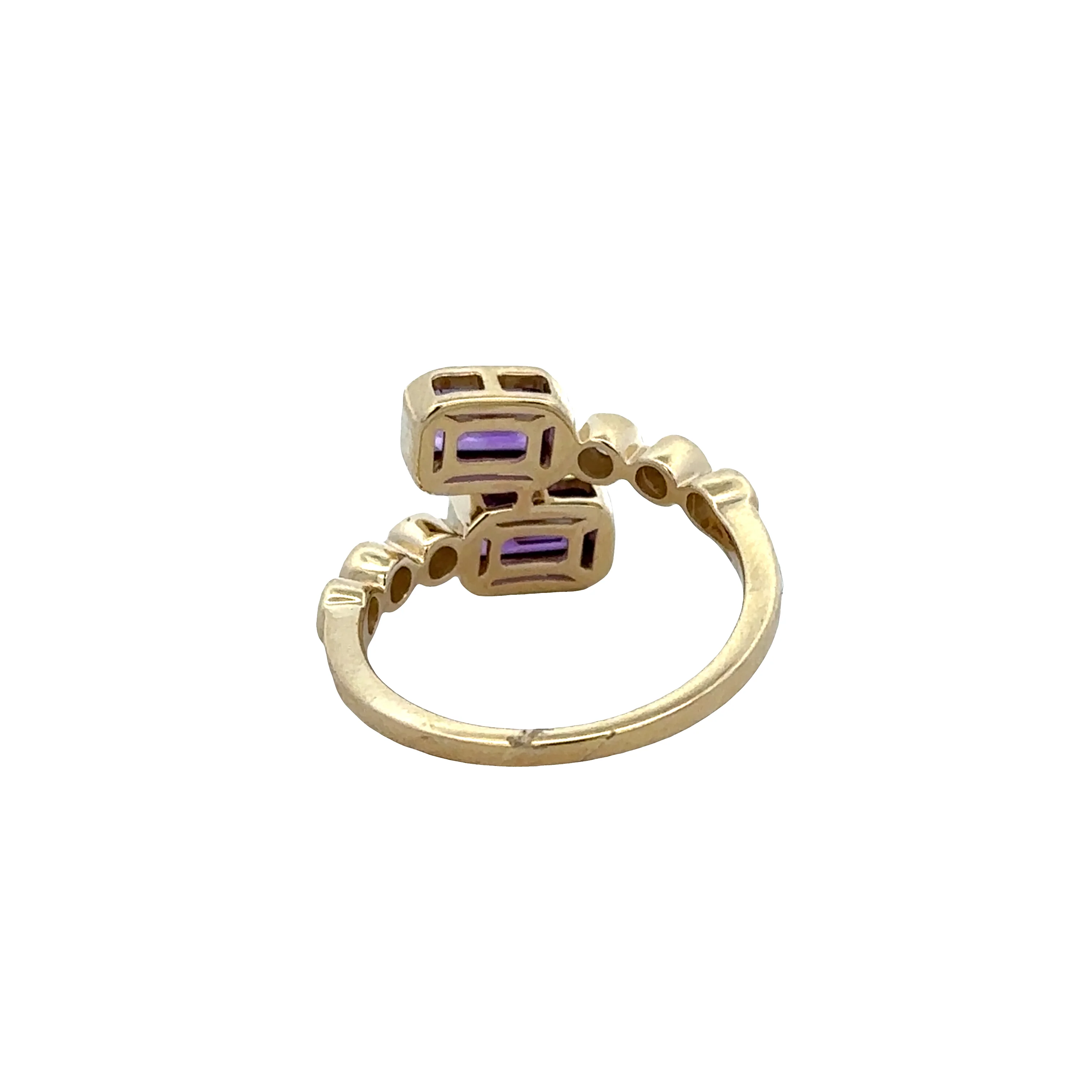 14k Yellow Gold Amethyst & Diamond Bypass Ring – Size 7 - Image 3