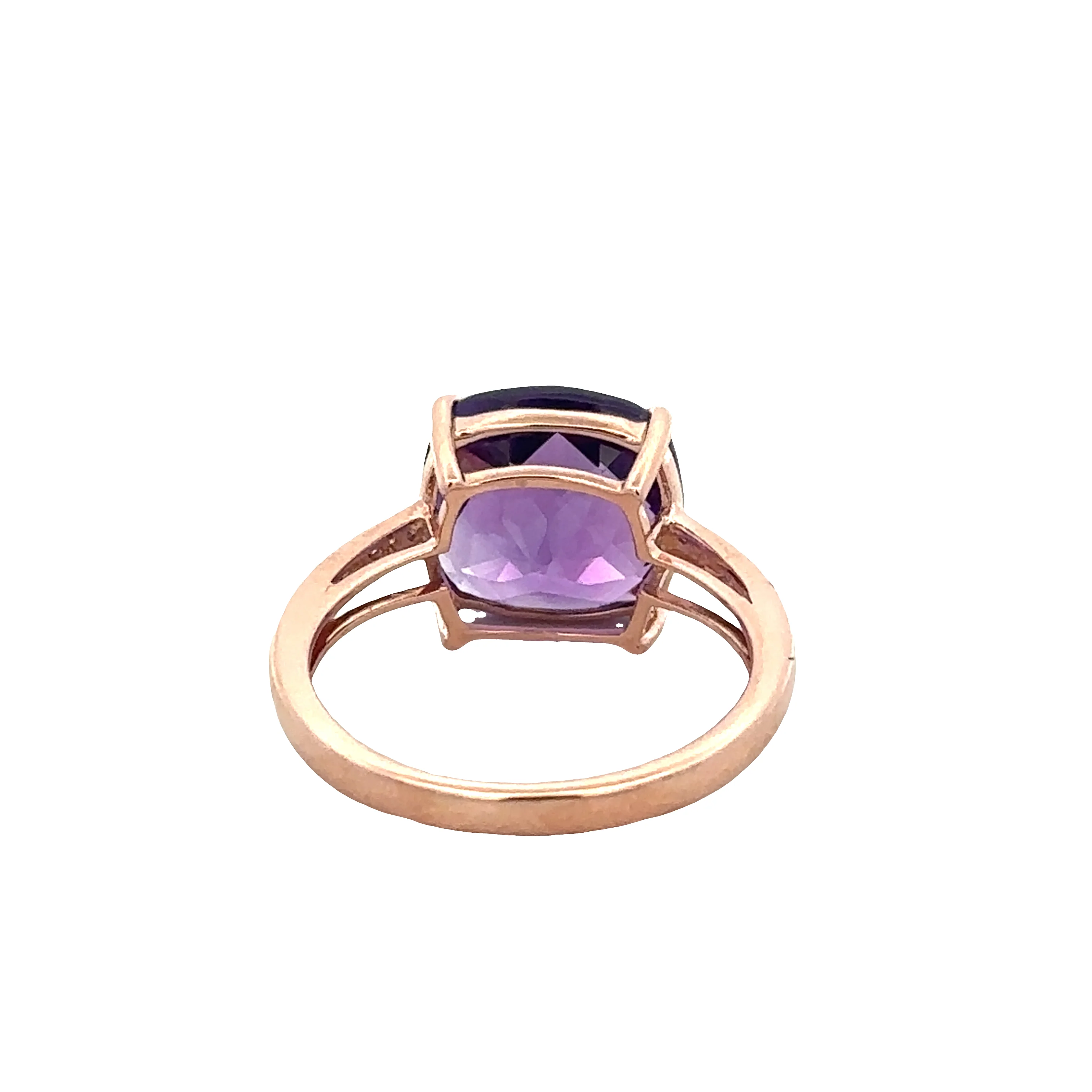 14k Yellow Gold Amethyst & Diamond Ring – Size 7.25 - Image 3