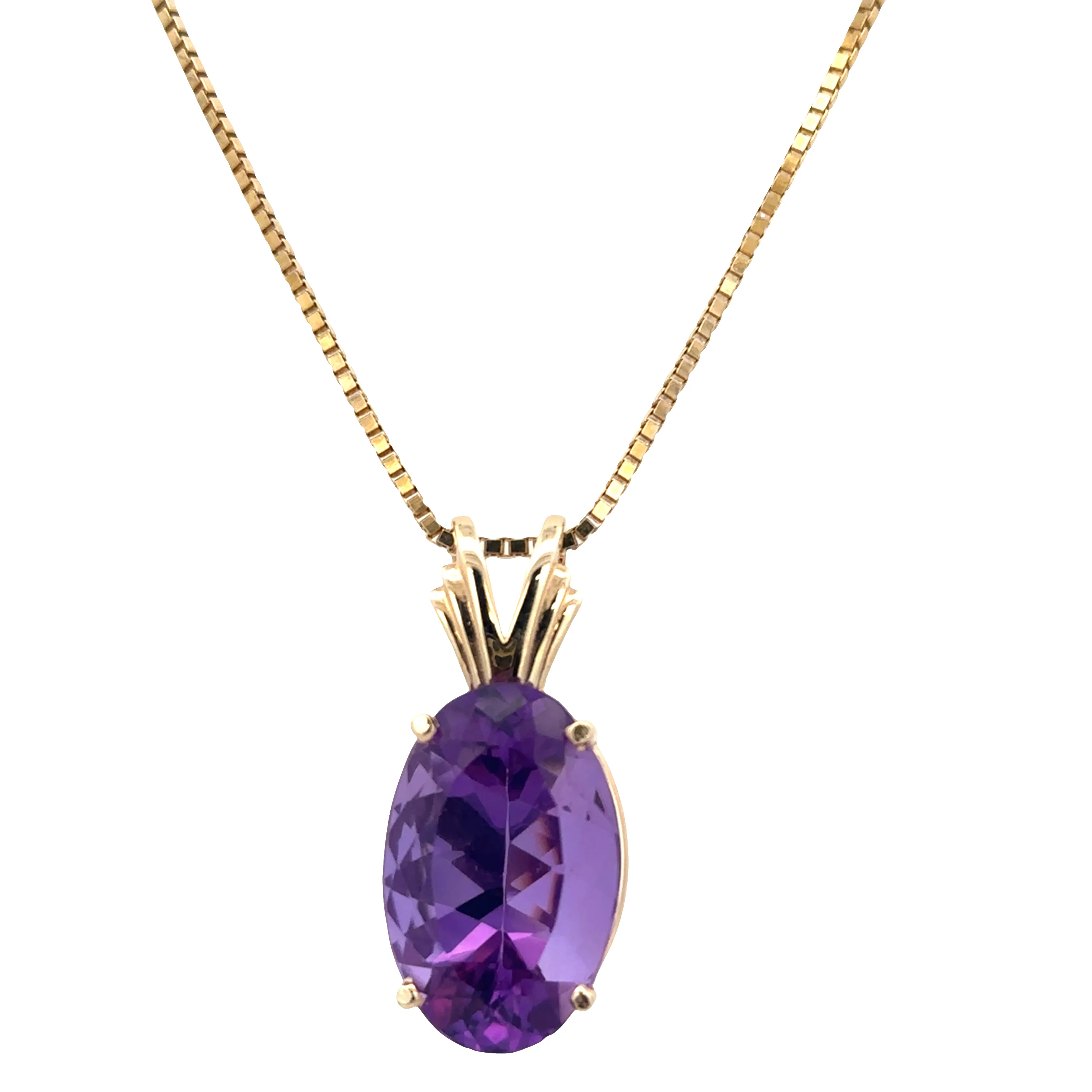 14k Yellow Gold Amethyst Pendant – 18.90 Carats