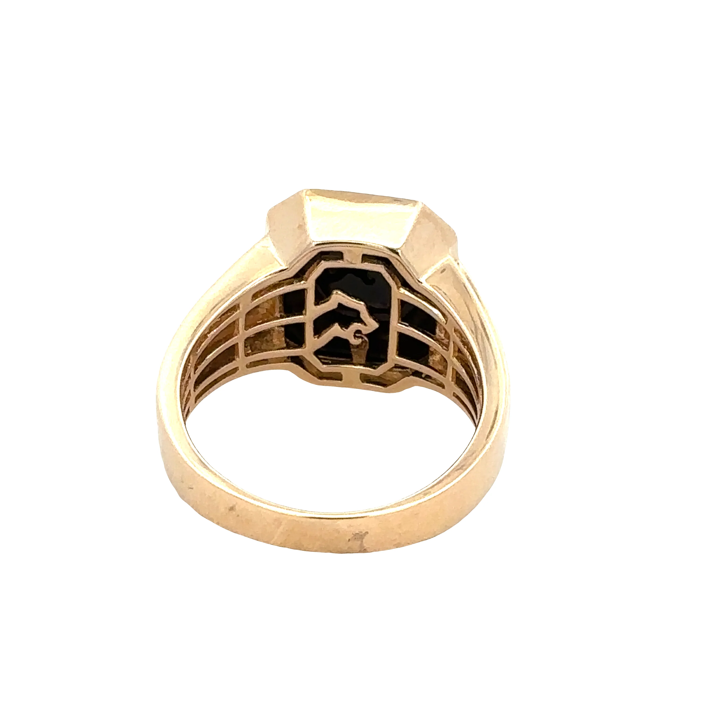 14k Yellow Gold Black Onyx and Diamond Anchor Ring – Size 10.75 - Image 3