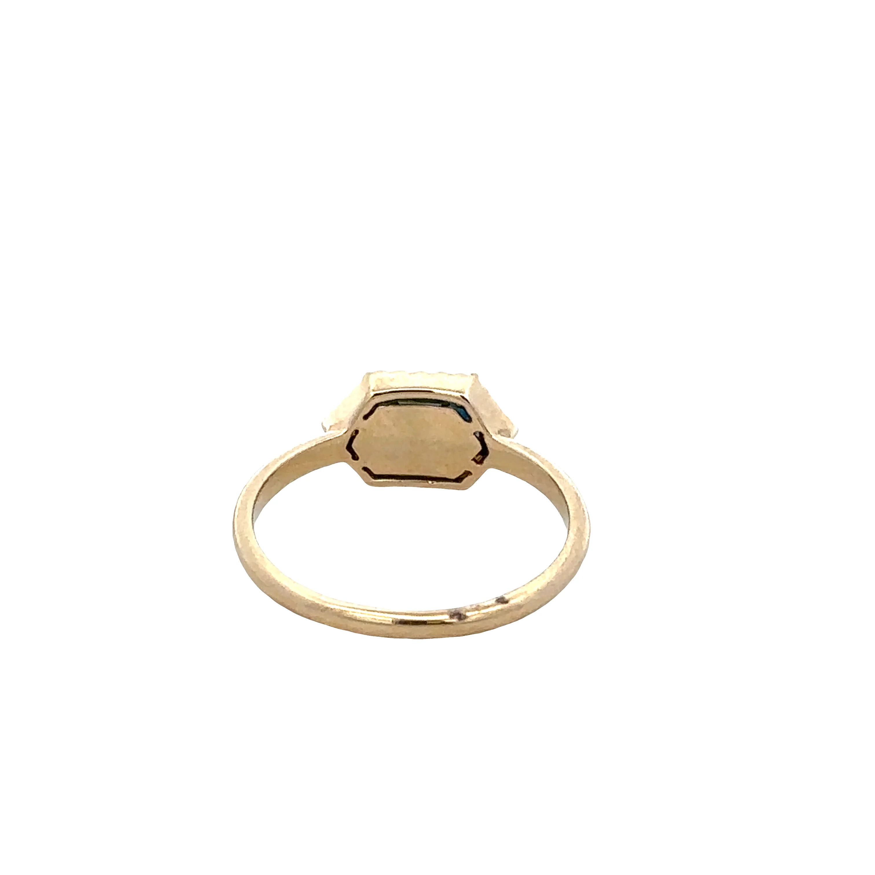 14k Yellow Gold Blue Topaz & Diamond Hexagonal Ring – Size 6.75 - Image 3