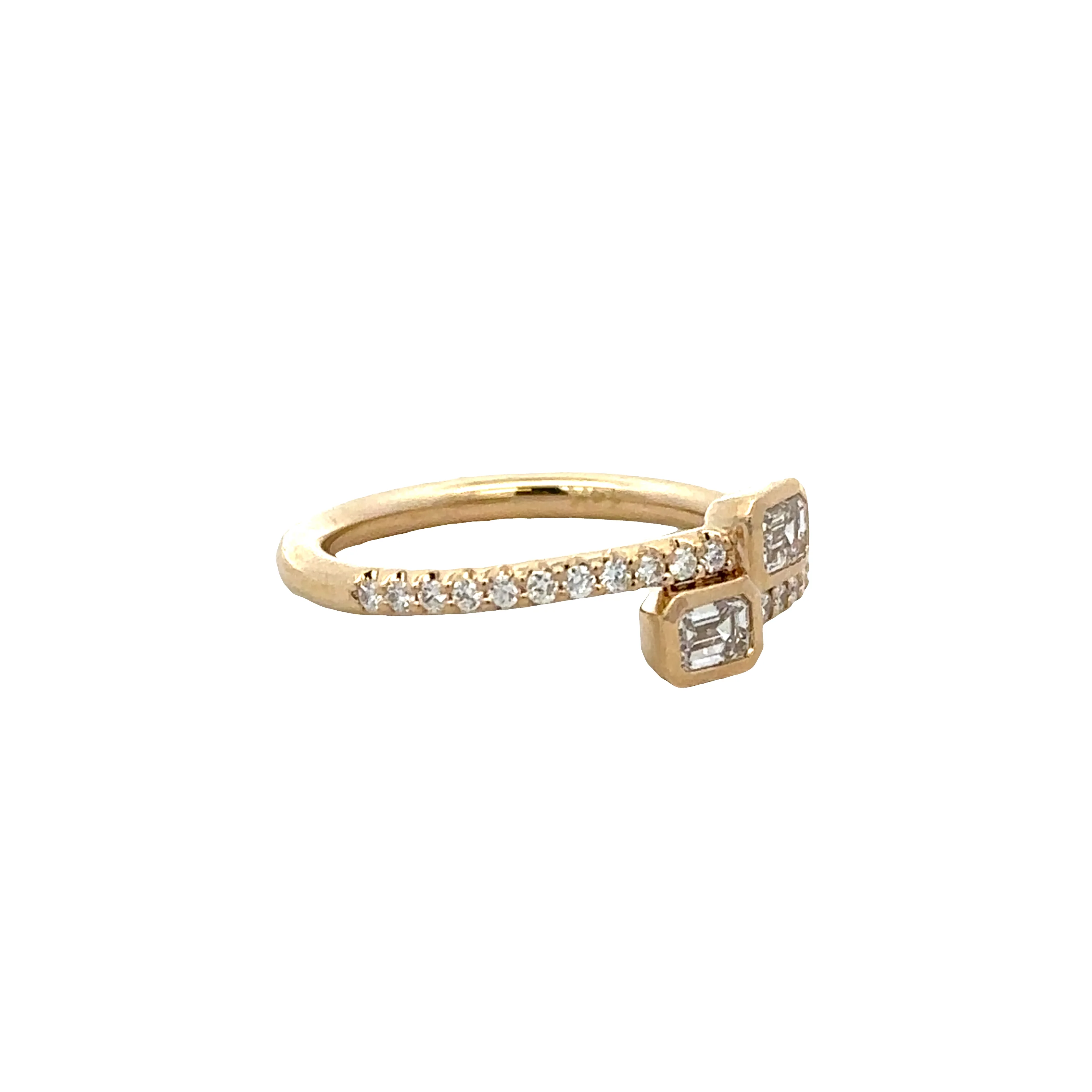14K Yellow Gold Bypass Diamond Ring with Baguette & Round Brilliant Cut Accents – 0.59 CTW, Size 6.75 - Image 2