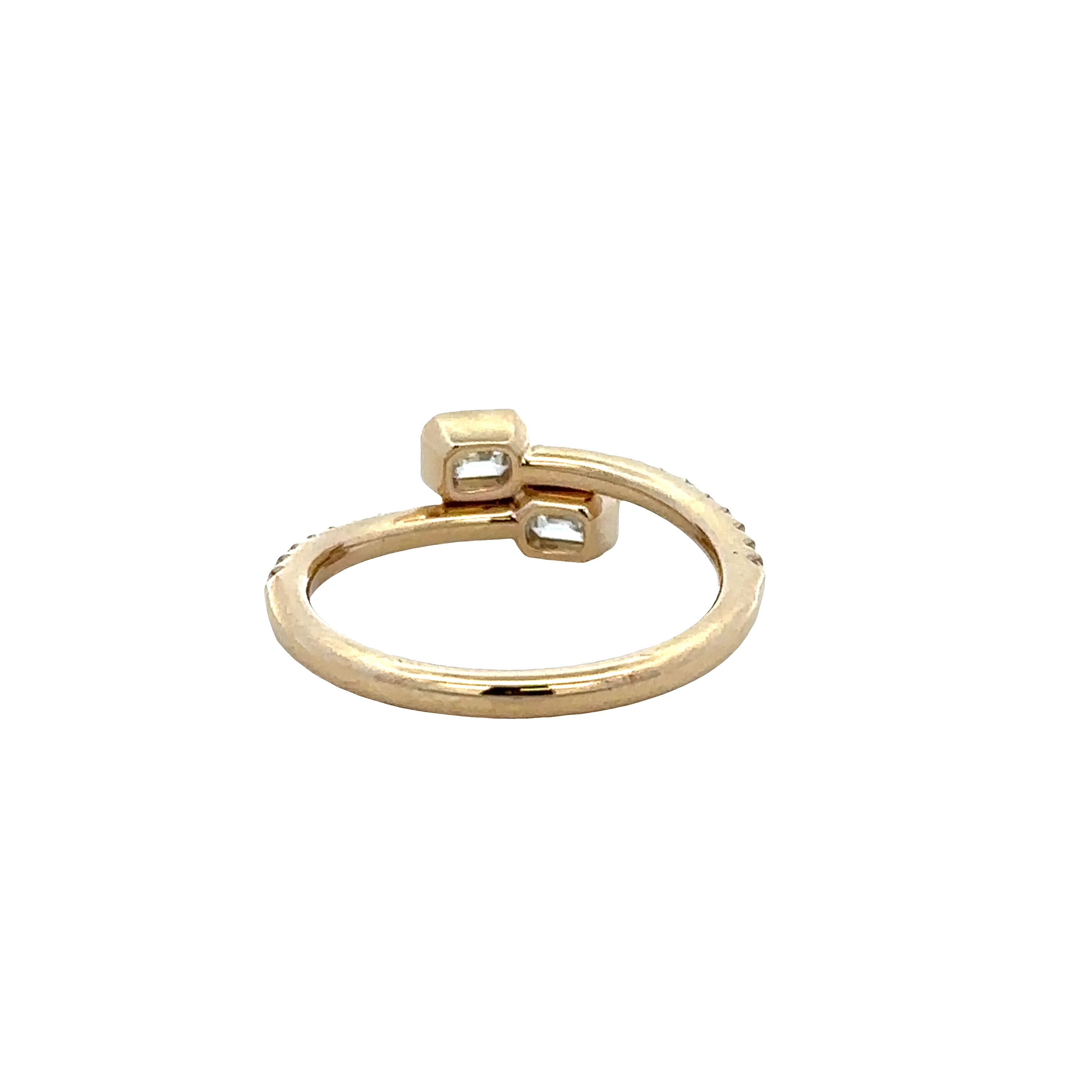 14K Yellow Gold Bypass Diamond Ring with Baguette & Round Brilliant Cut Accents – 0.59 CTW, Size 6.75 - Image 3