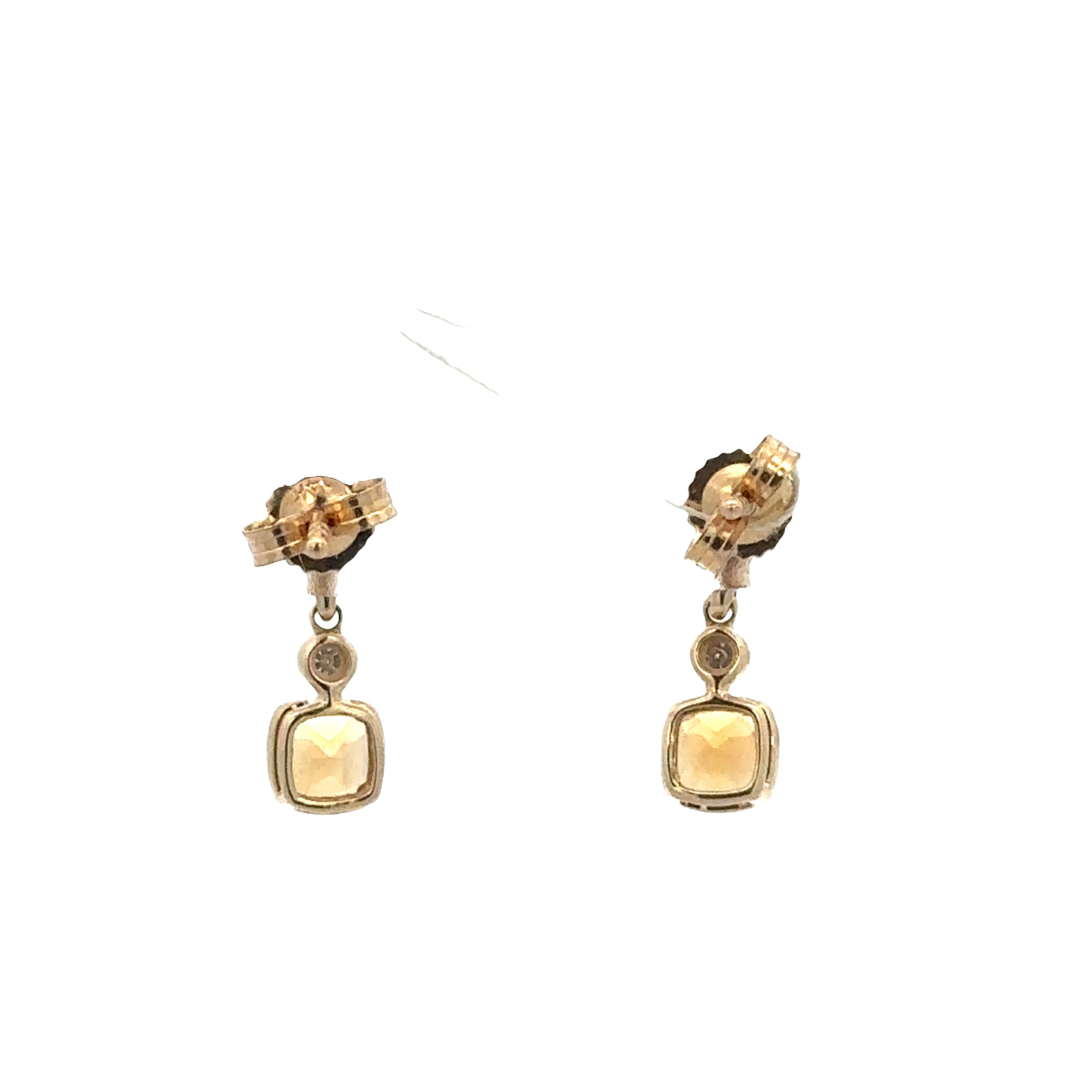 14k Yellow Gold Citrine & Diamond Petite Dangle Earrings - Image 2