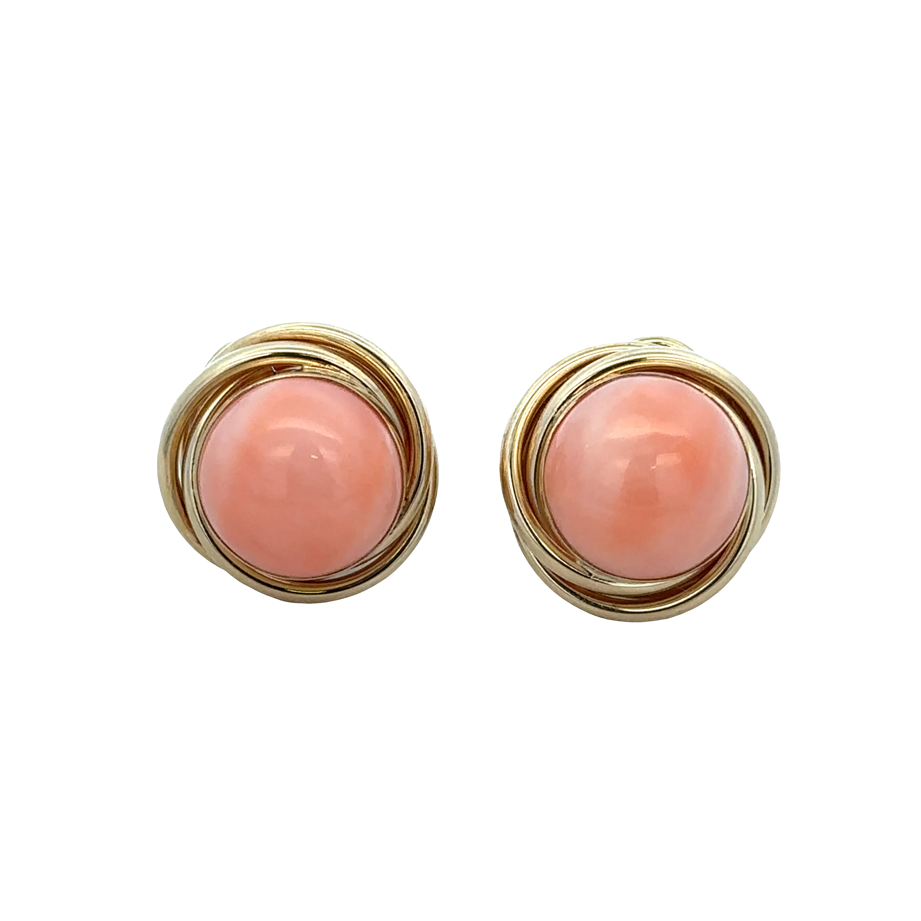 14k Yellow Gold Coral Clip-On Earrings – 5/8"