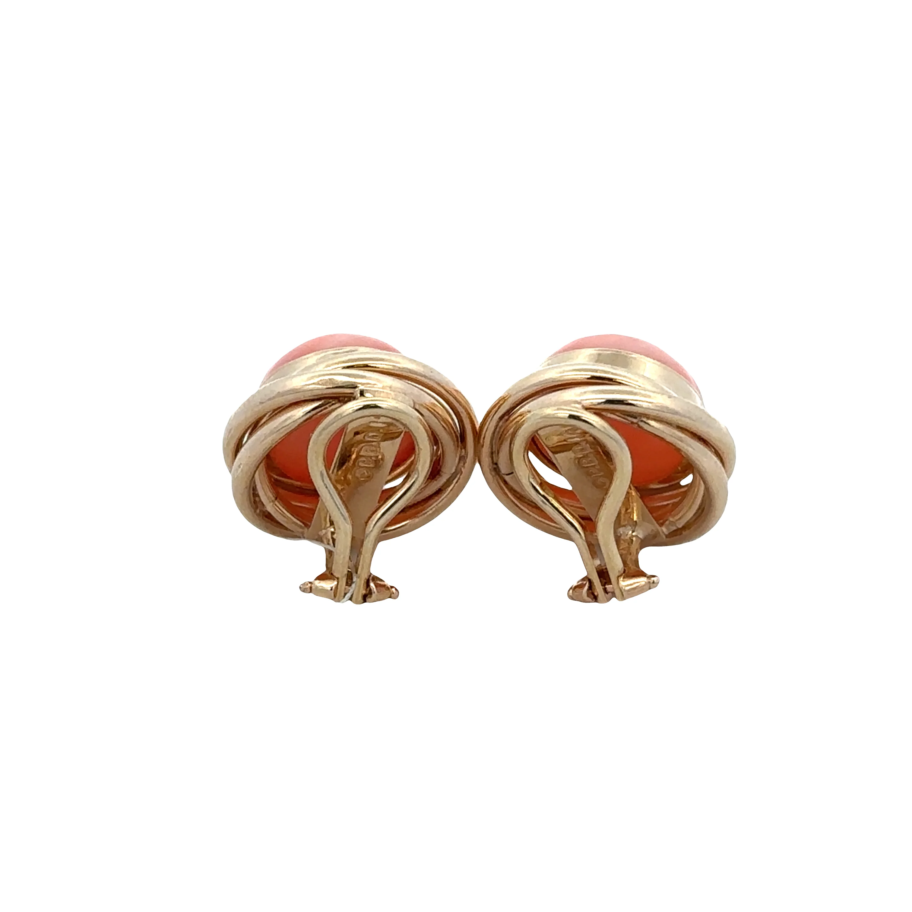 14k Yellow Gold Coral Clip-On Earrings – 5/8" - Image 2