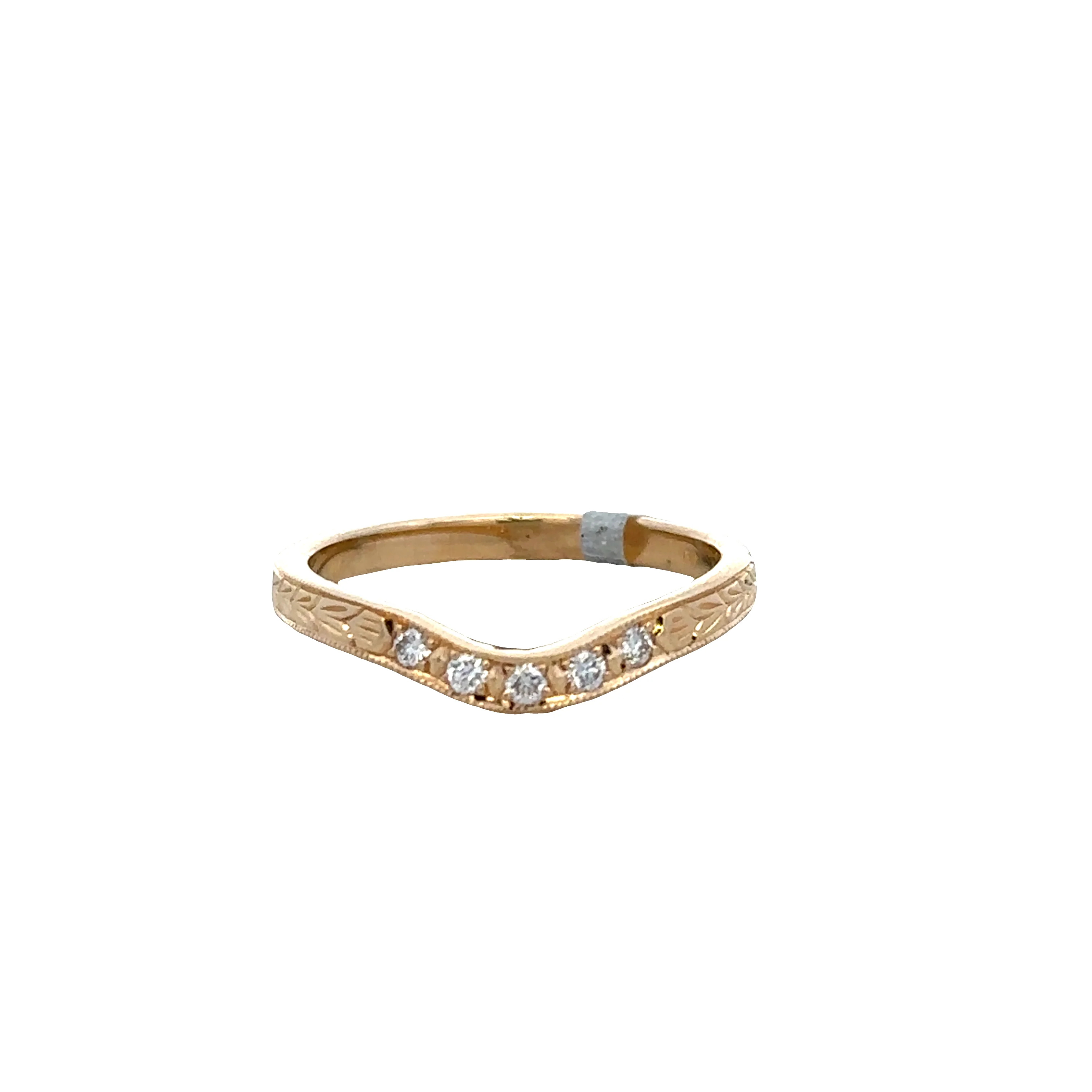 14k Yellow Gold Curved Contoured Diamond Band – Size 6.75