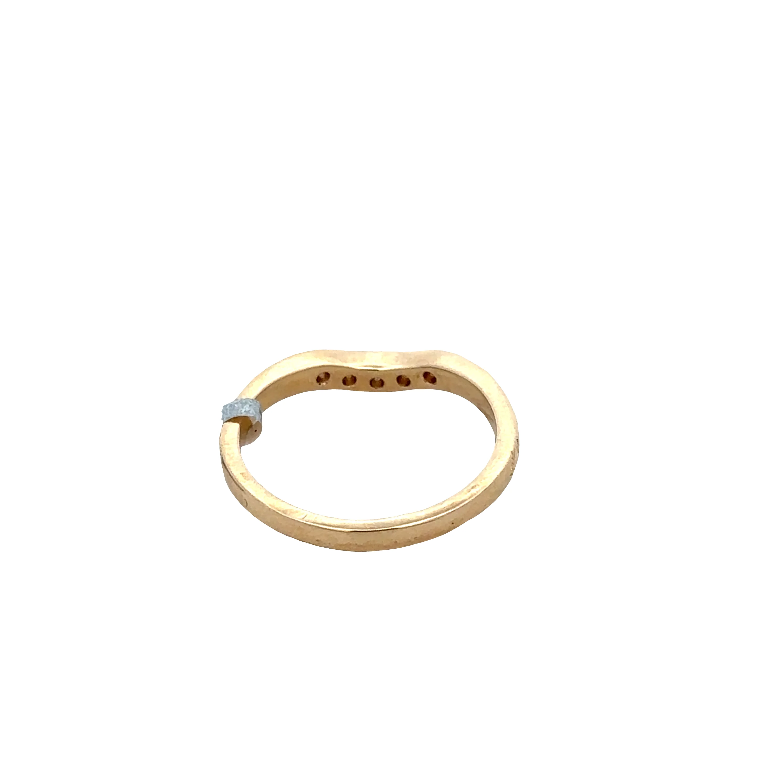 14k Yellow Gold Curved Contoured Diamond Band – Size 6.75 - Image 3