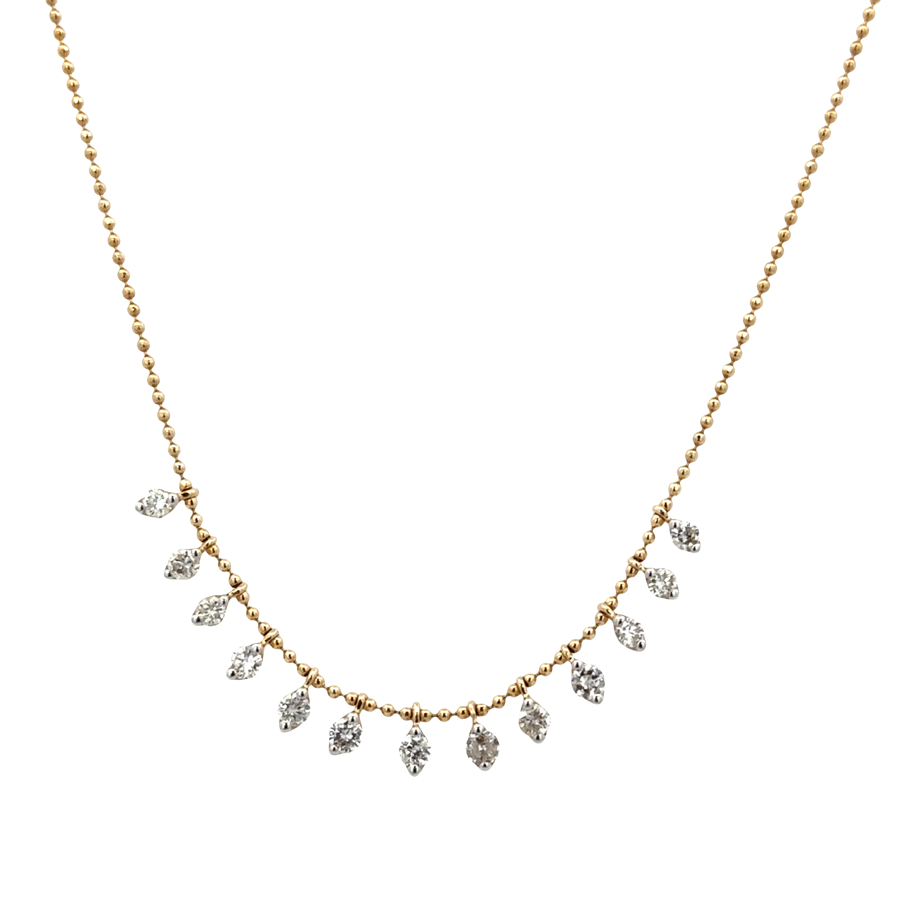 14k Yellow Gold Dangling Diamond Necklace – 18"