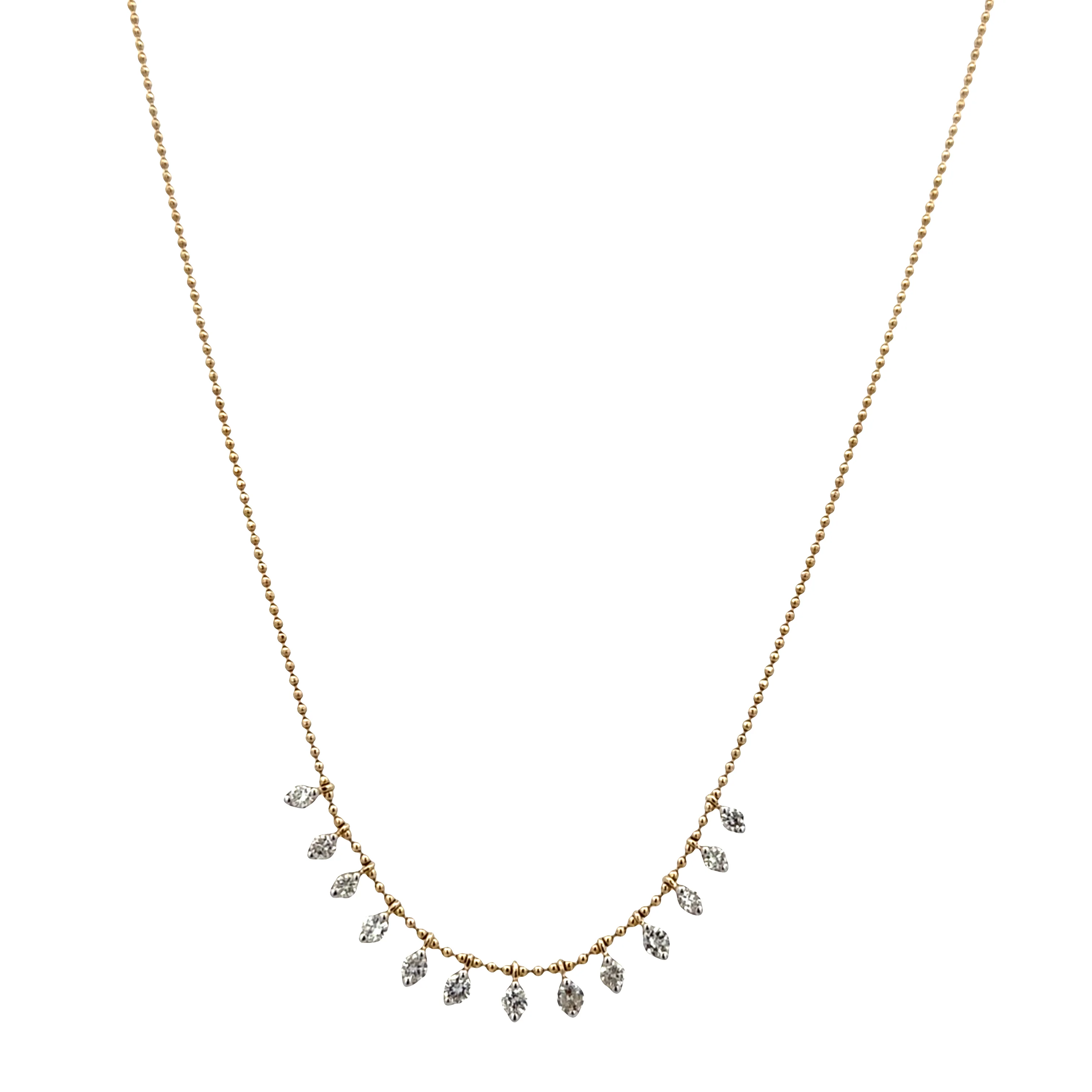 14k Yellow Gold Dangling Diamond Necklace – 18" - Image 2