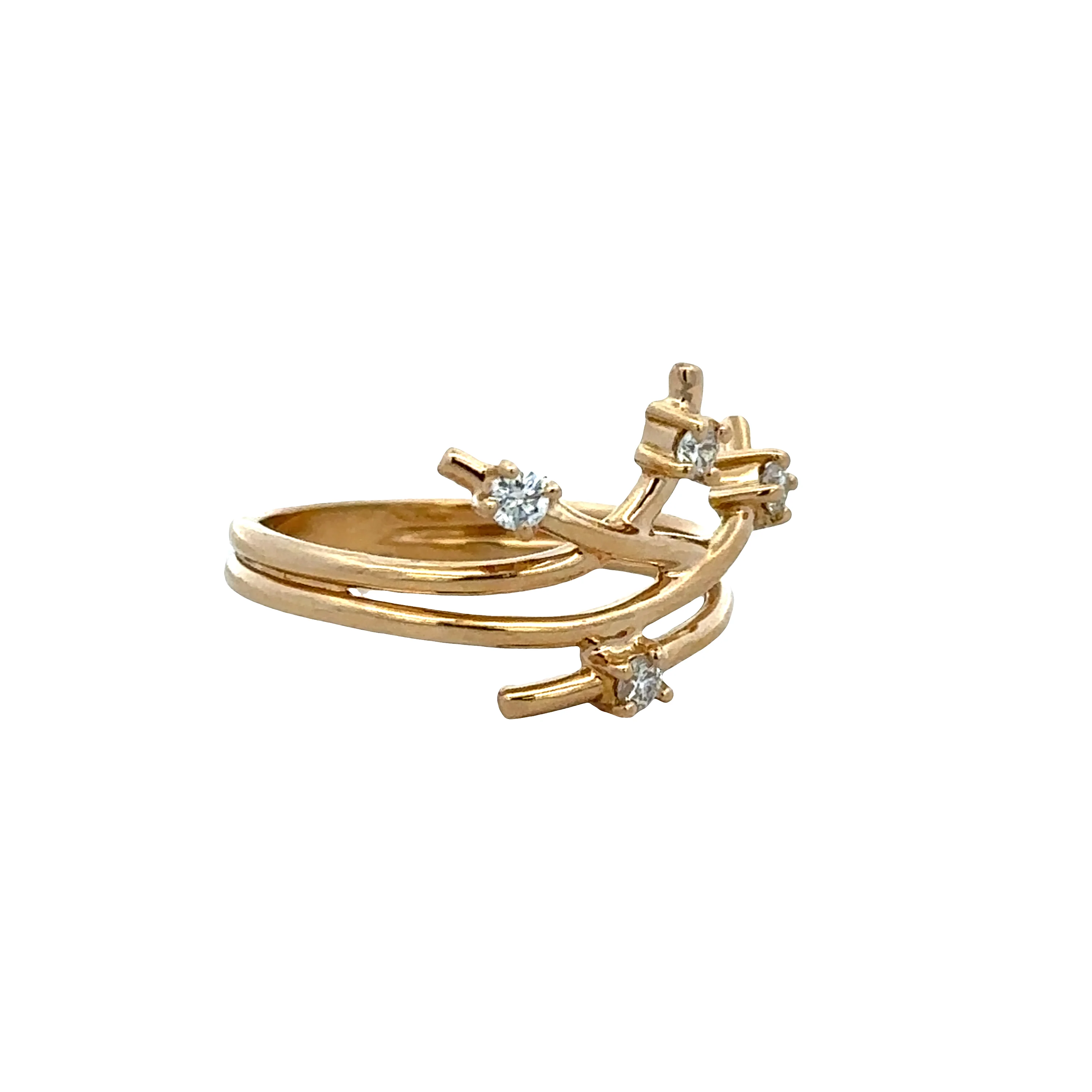 14k Yellow Gold Diamond Abstract Openwork Ring – Size 6.5 - Image 2