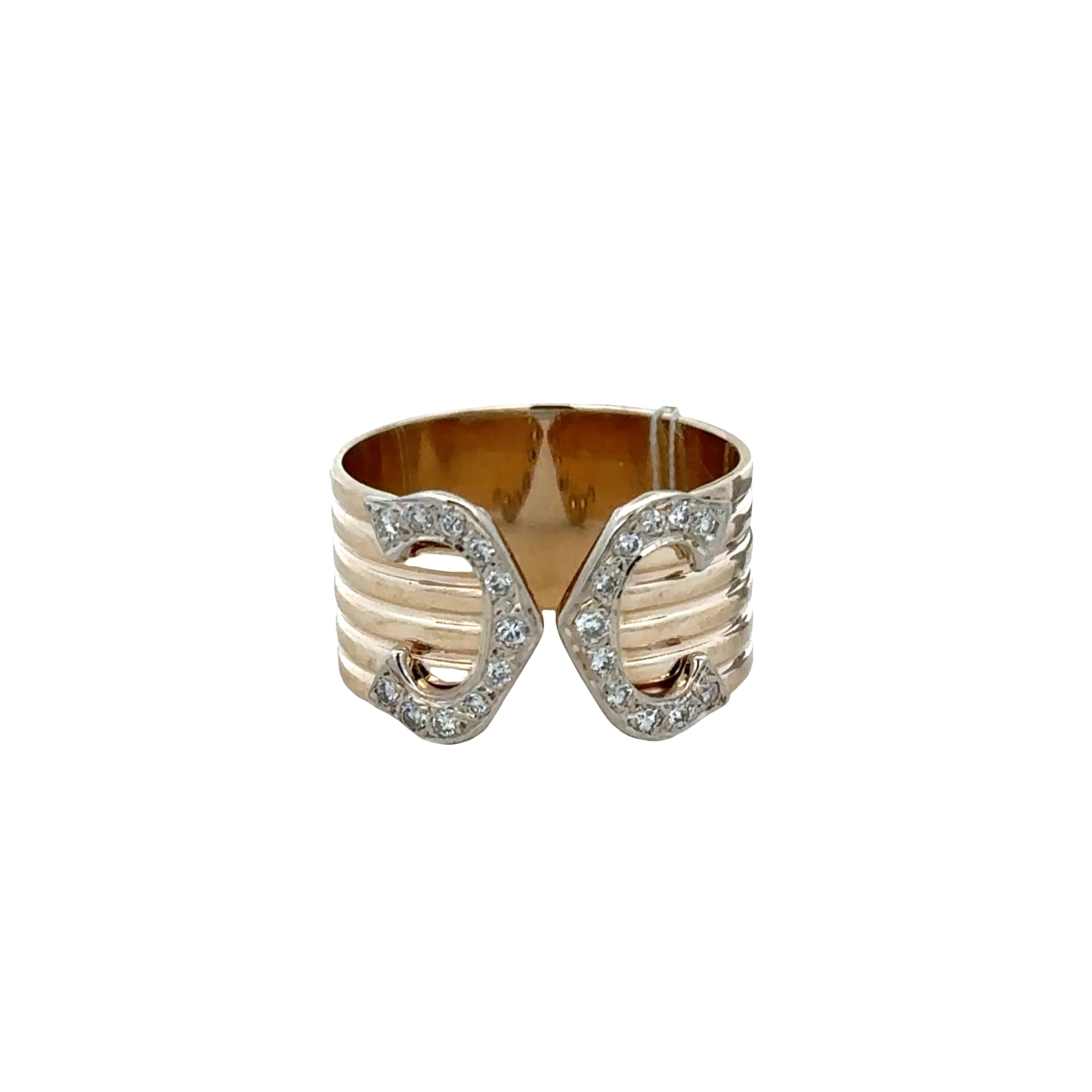 14k Yellow Gold Diamond Buckle Ring – Size 7