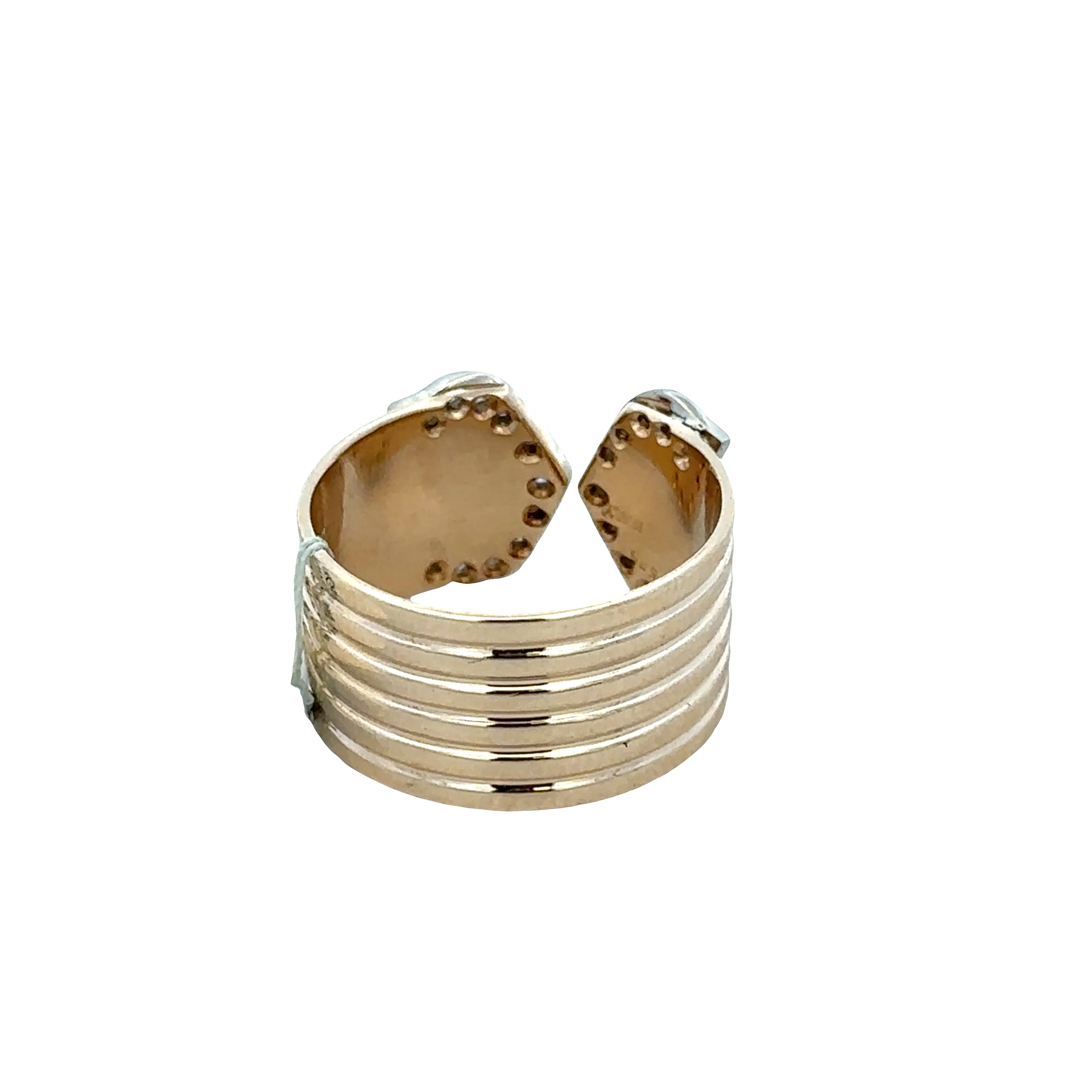 14k Yellow Gold Diamond Buckle Ring – Size 7 - Image 3