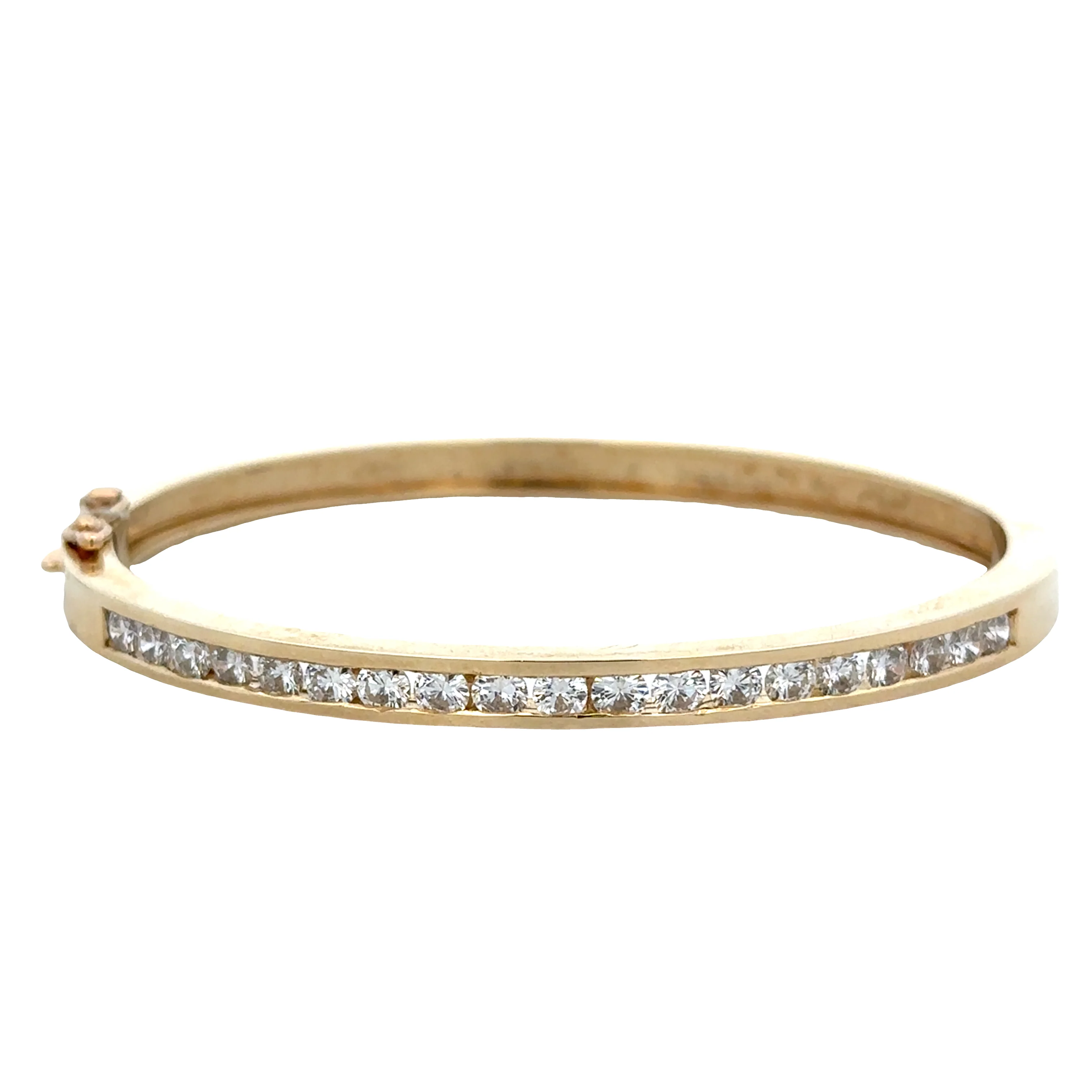 14k Yellow Gold Diamond Channel-Set Bangle Bracelet – 6.5"