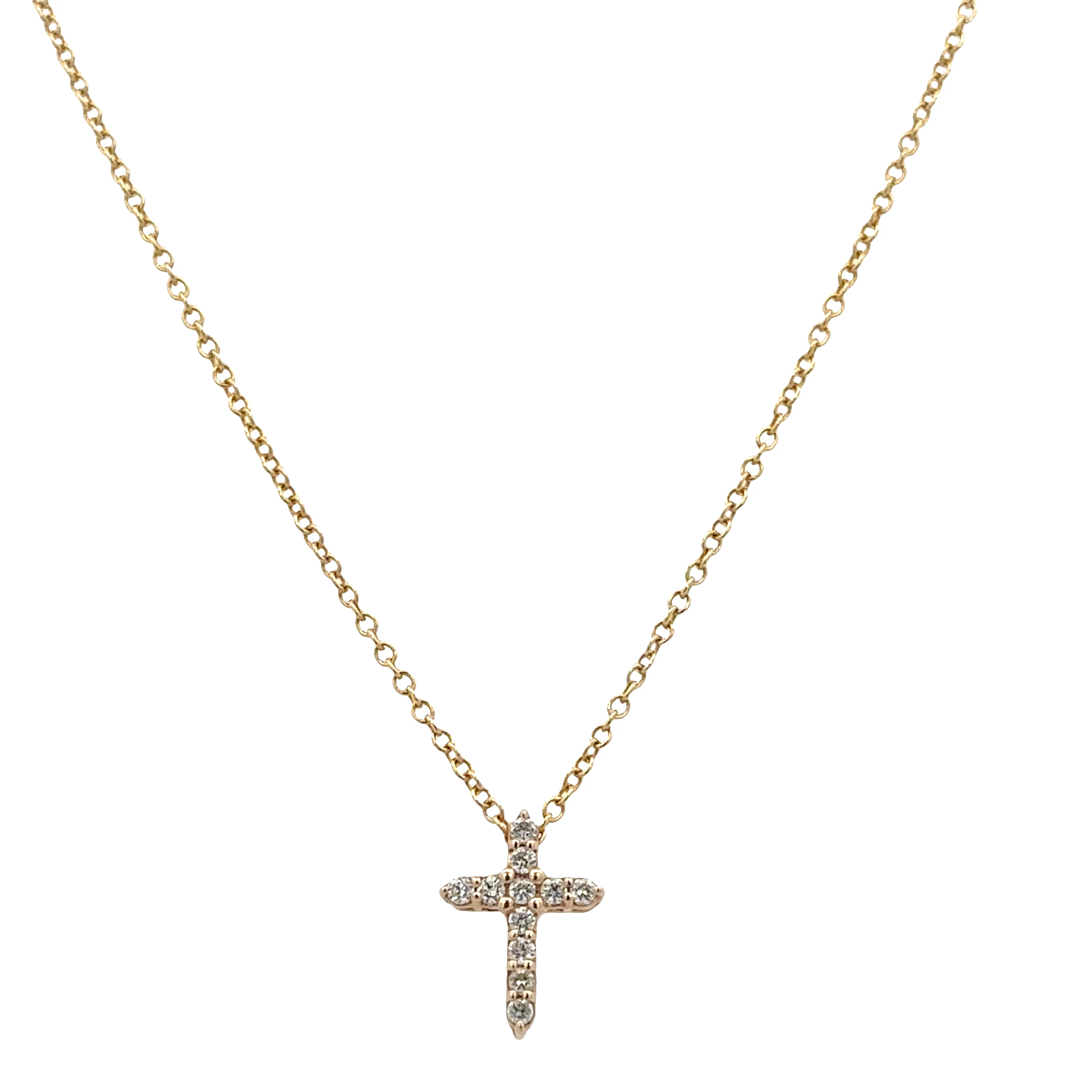 14k Yellow Gold Diamond Cross Pendant Necklace – 18"