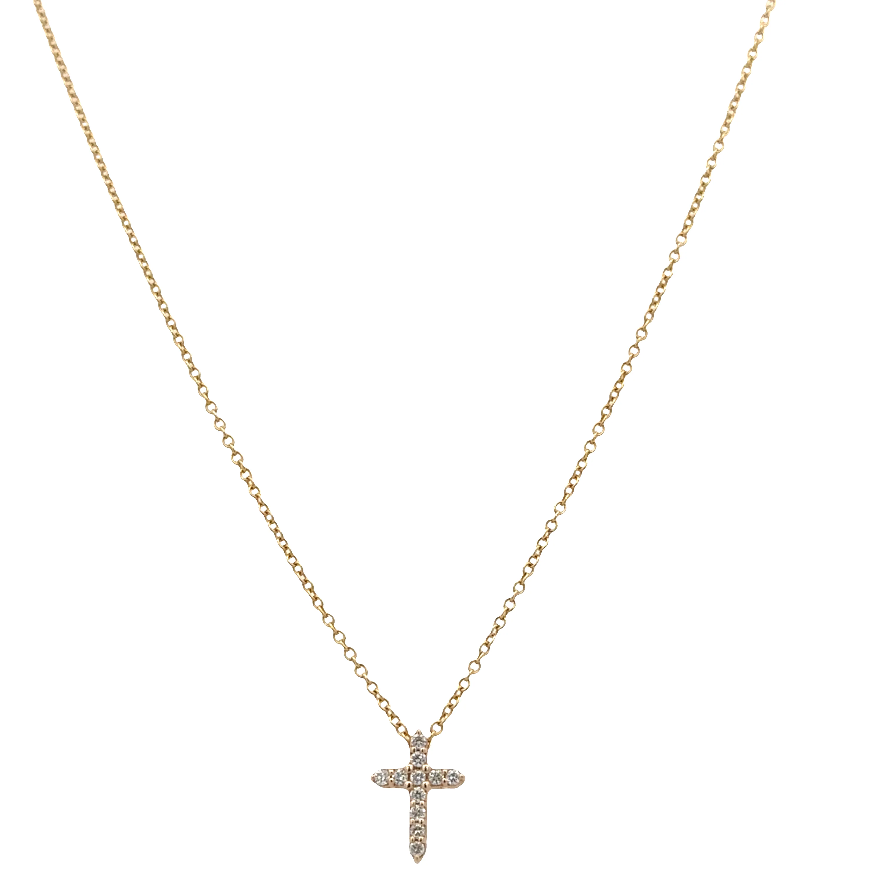 14k Yellow Gold Diamond Cross Pendant Necklace – 18" - Image 2