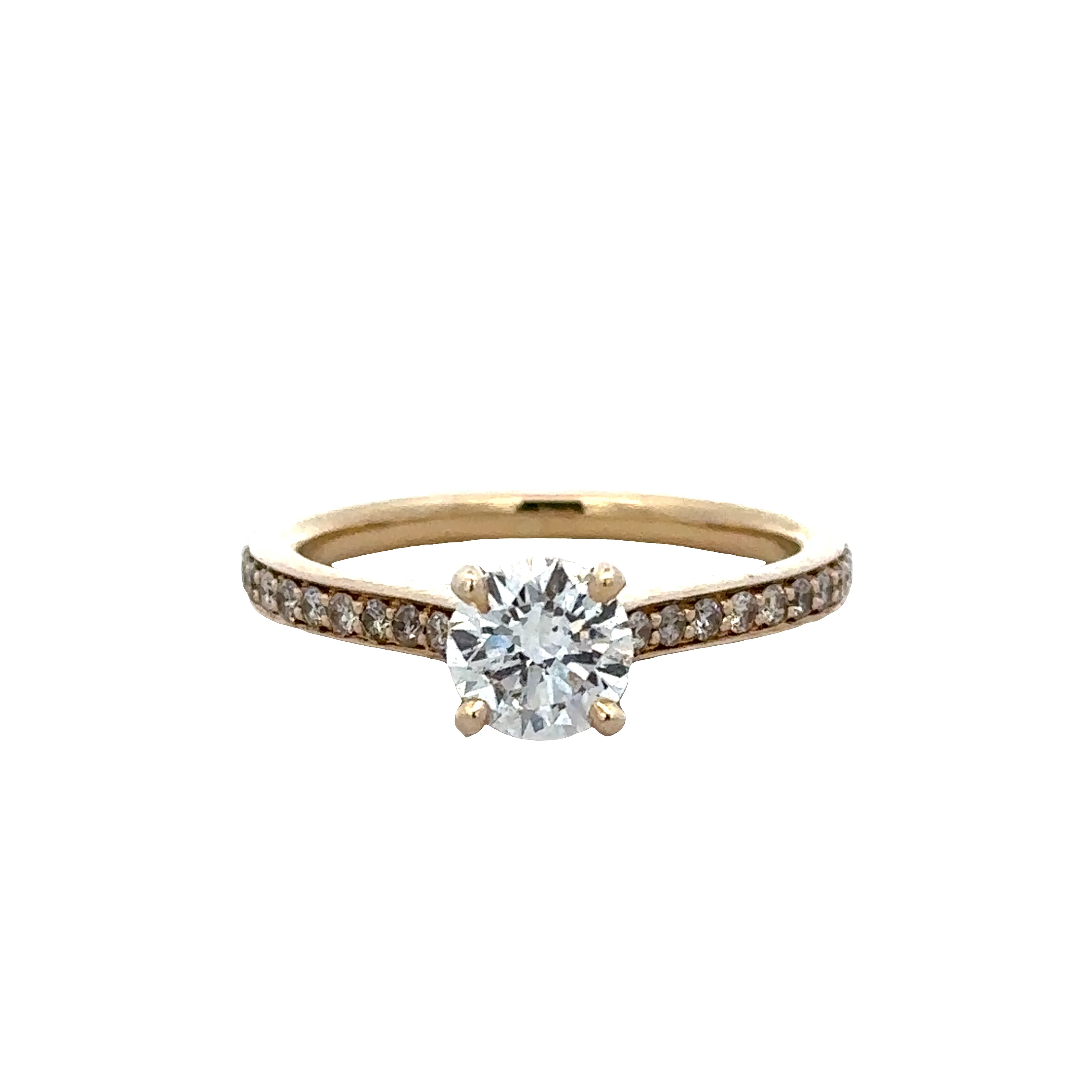 14k Yellow Gold Diamond Engagement Ring with Accent Stones – Size 6.75