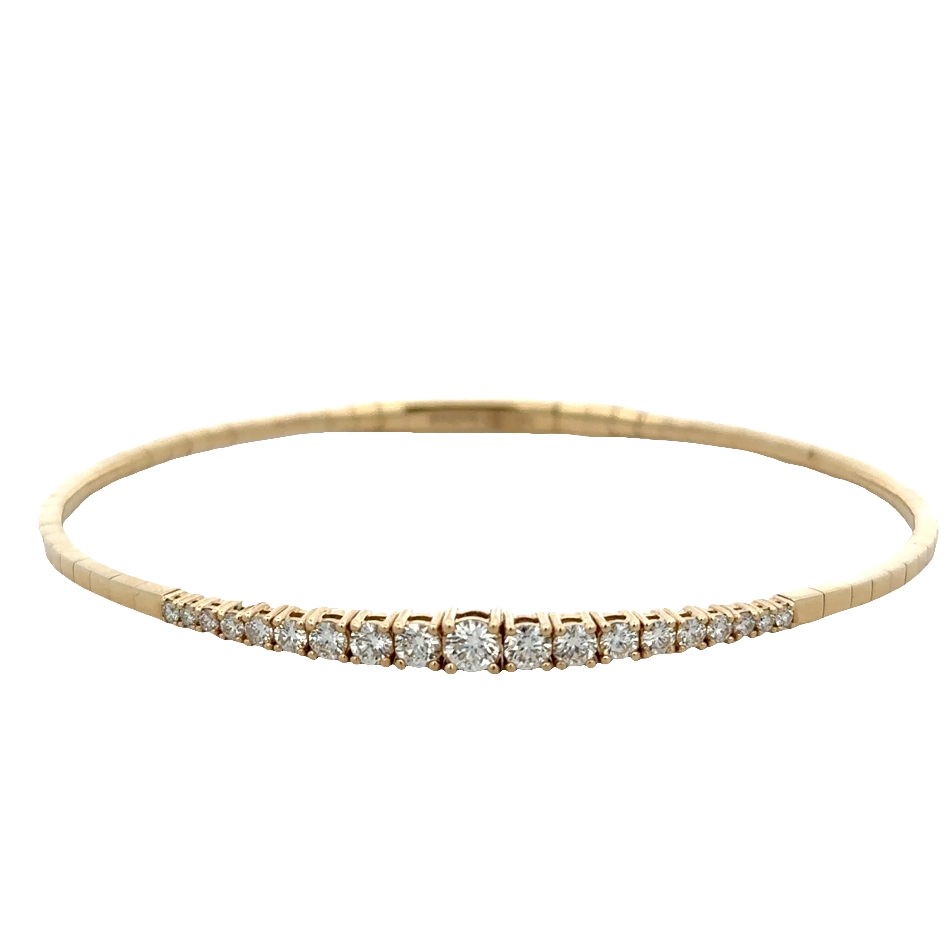 14k Yellow Gold Diamond Flexible Bangle Bracelet