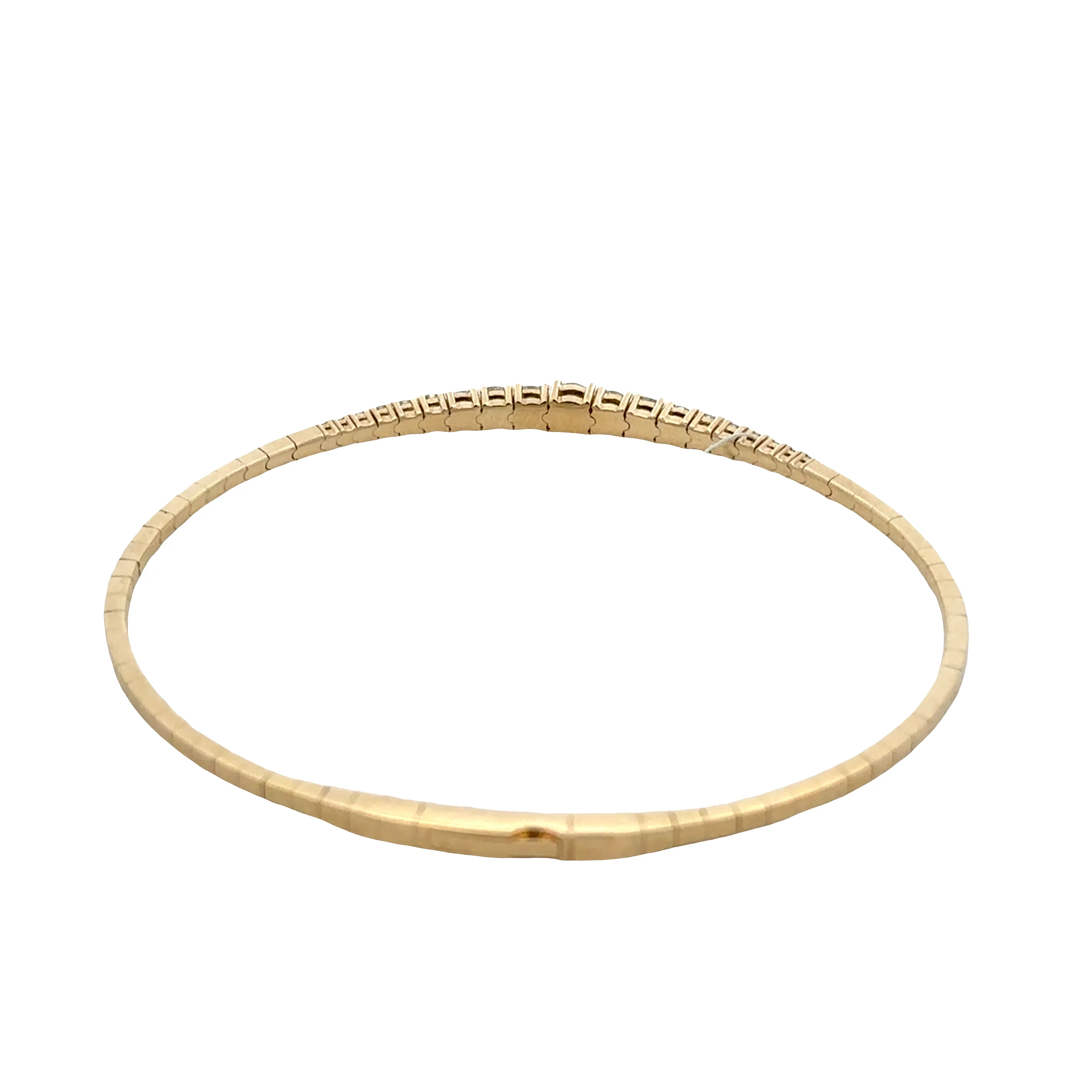 14k Yellow Gold Diamond Flexible Bangle Bracelet - Image 2