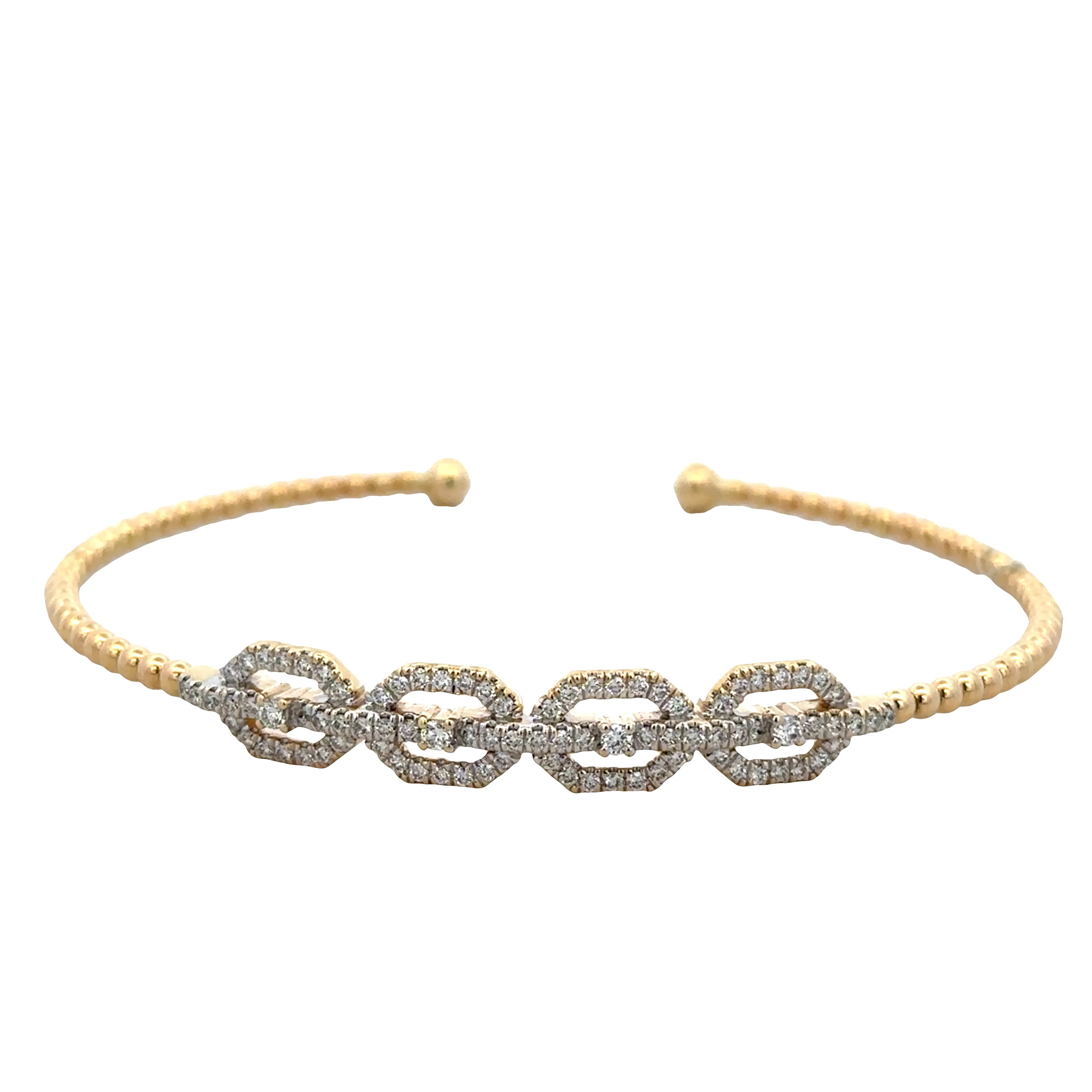 14k Yellow Gold Diamond Flexible Geometric Bracelet