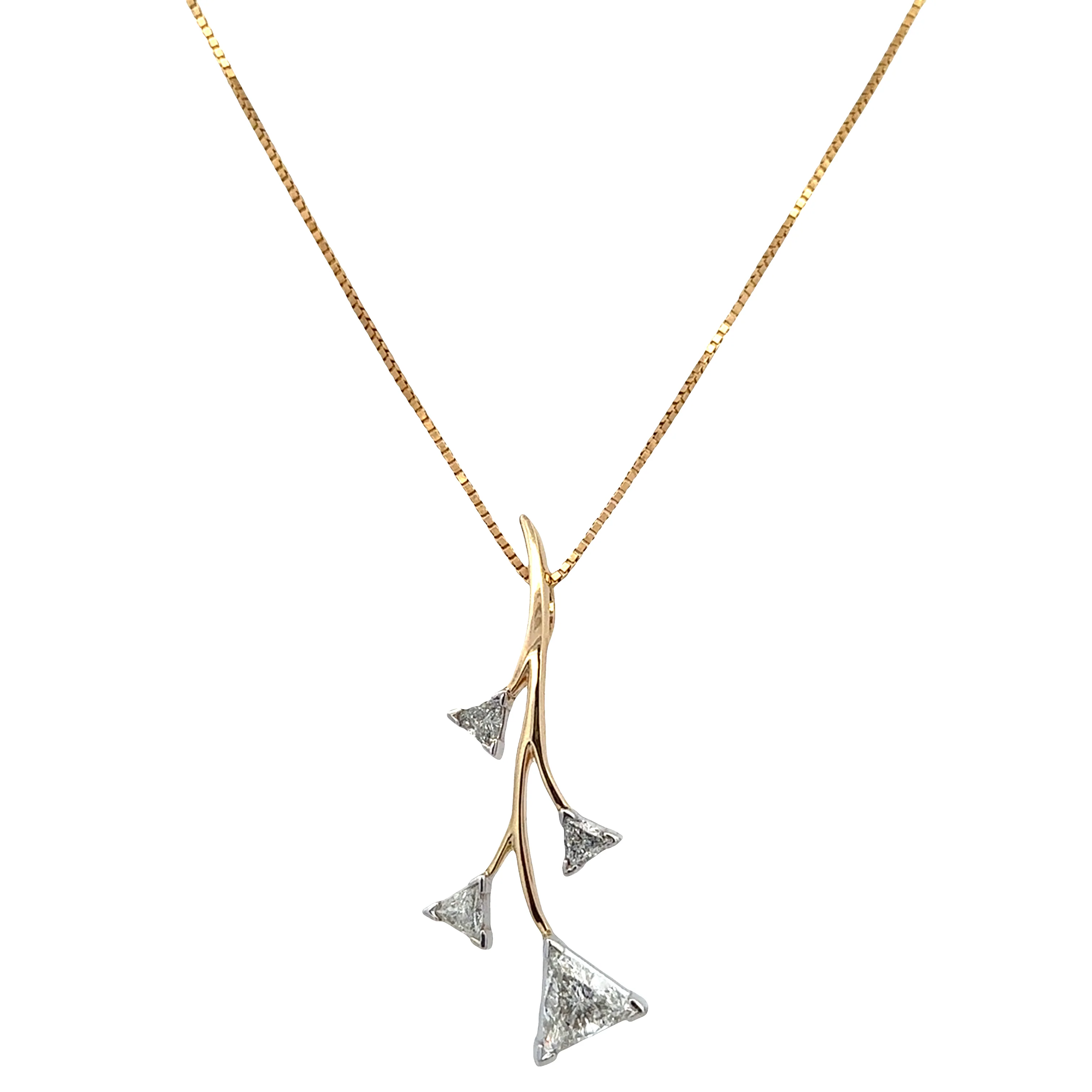 14k Yellow Gold Diamond Foliate Statement Pendant Necklace – 18"