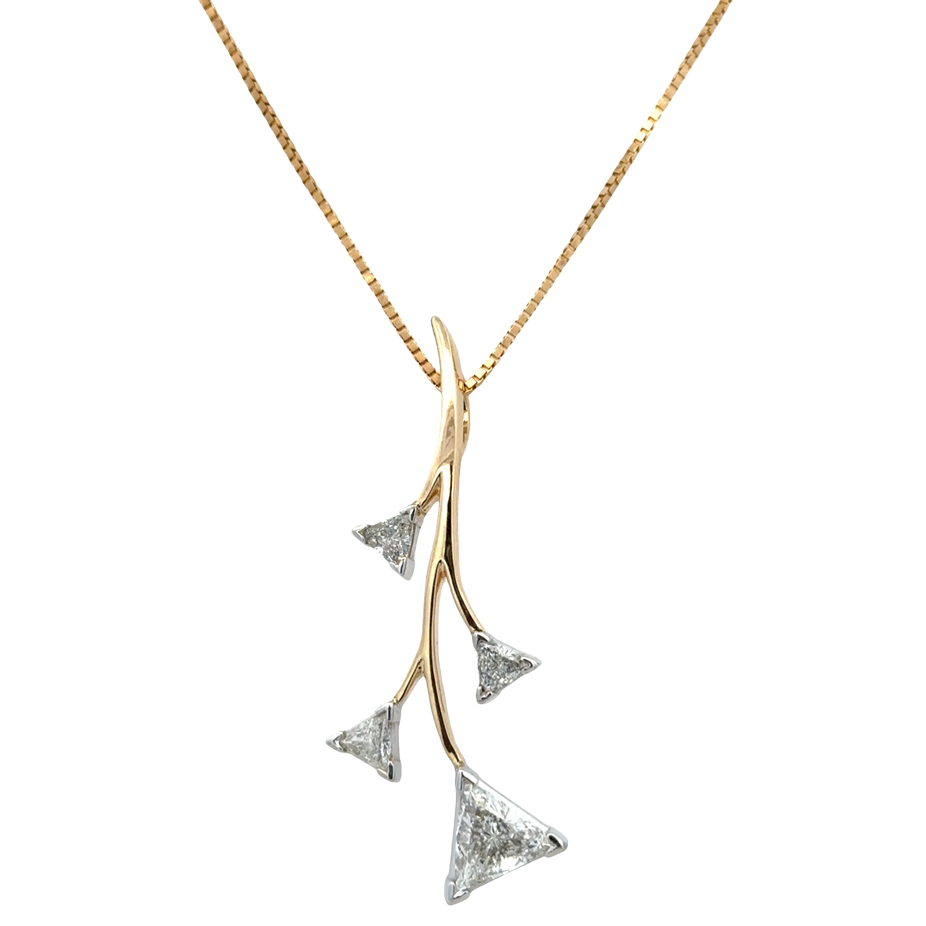 14k Yellow Gold Diamond Foliate Statement Pendant Necklace – 18" - Image 2