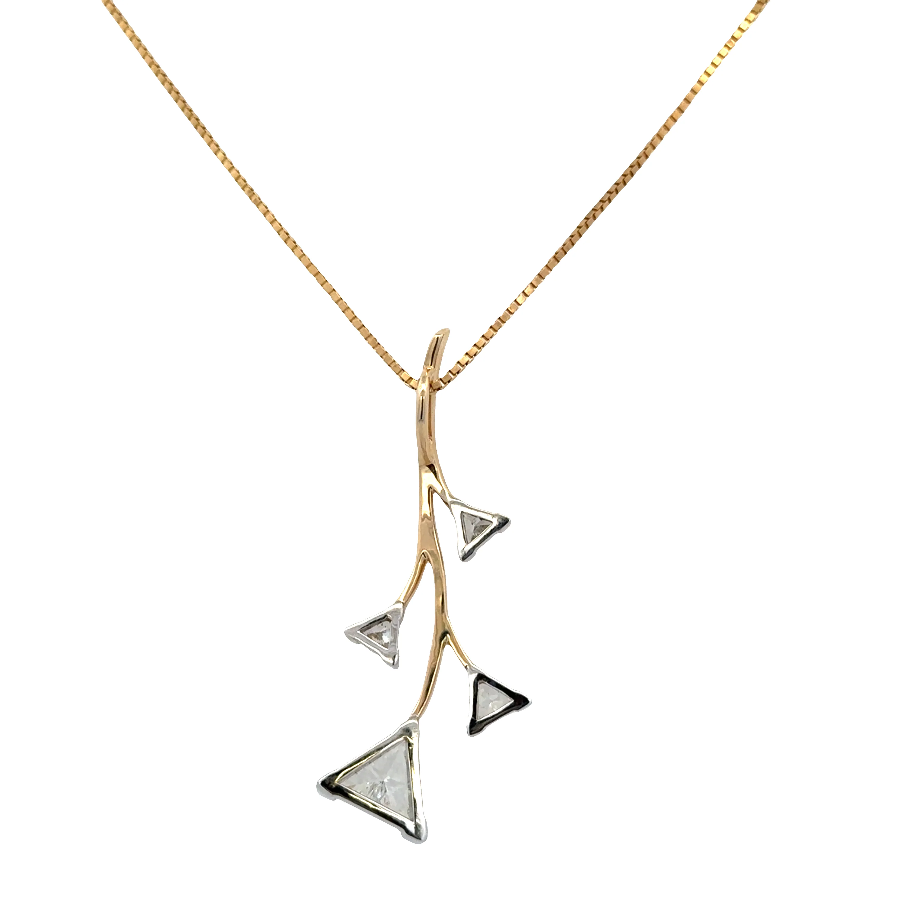 14k Yellow Gold Diamond Foliate Statement Pendant Necklace – 18" - Image 3