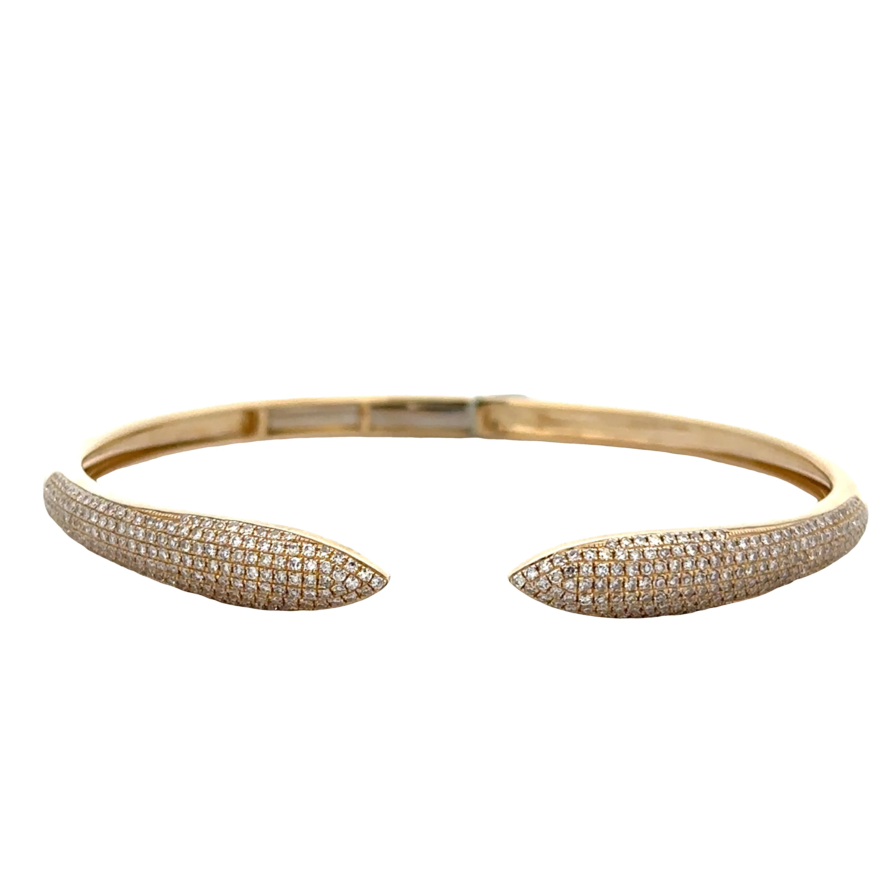 14k Yellow Gold Diamond Hinged Bangle Bracelet – 16.2mm Wide