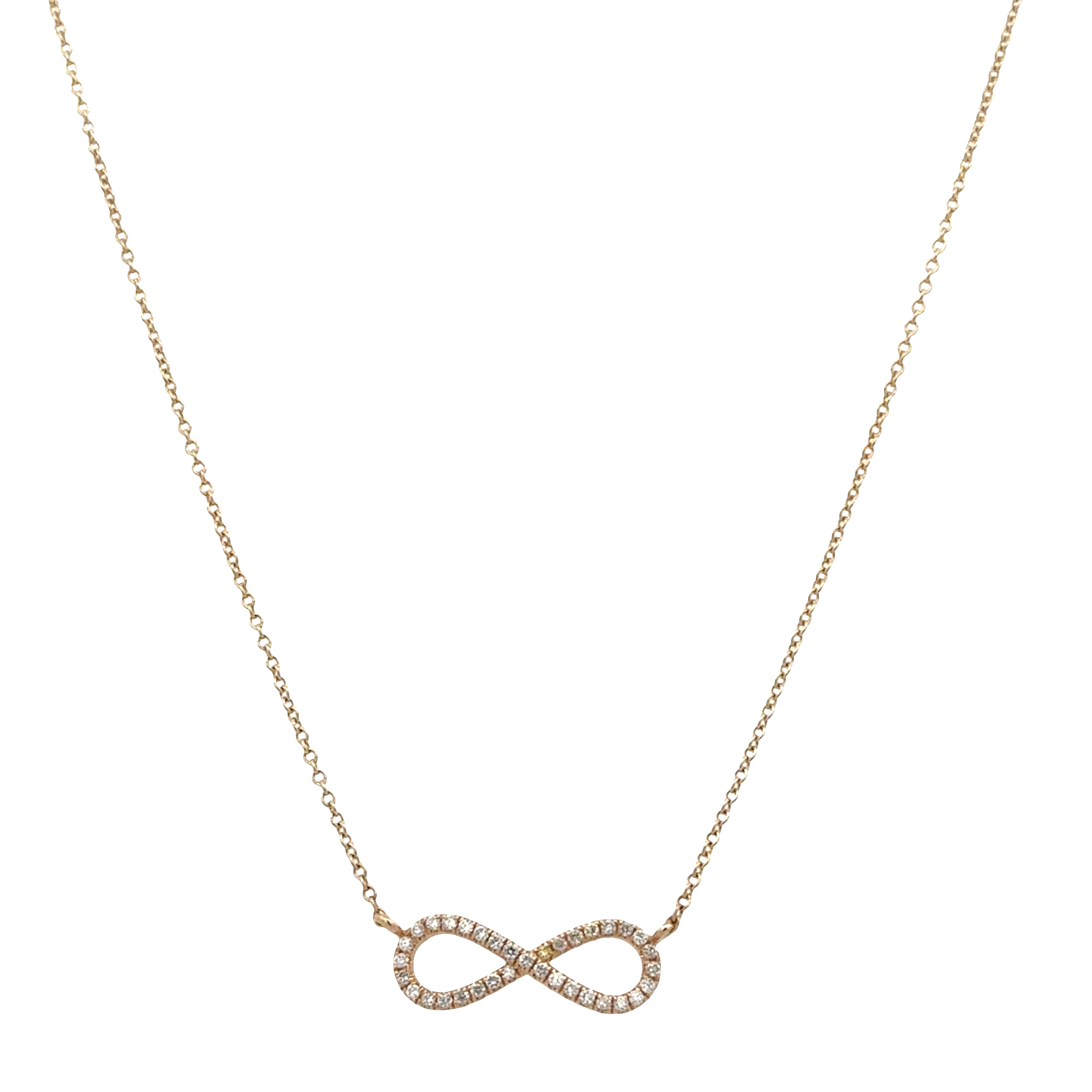 14k Yellow Gold Diamond Infinity Necklace – 18" - Image 2