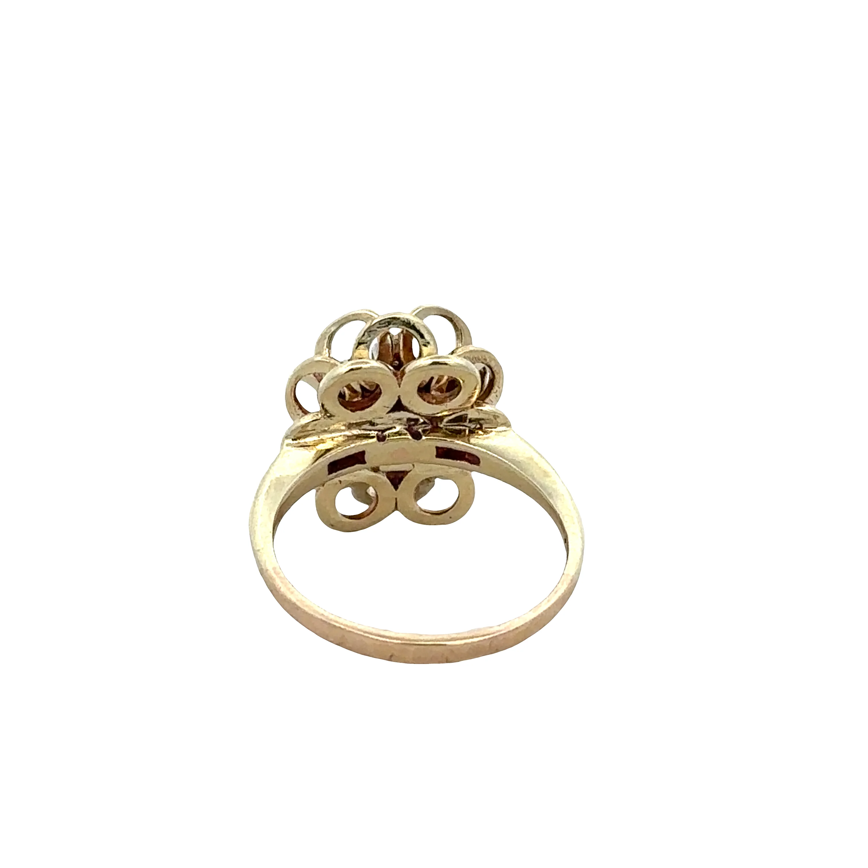 14k Yellow Gold Diamond Openwork Flower Ring – Size 6.25 - Image 3