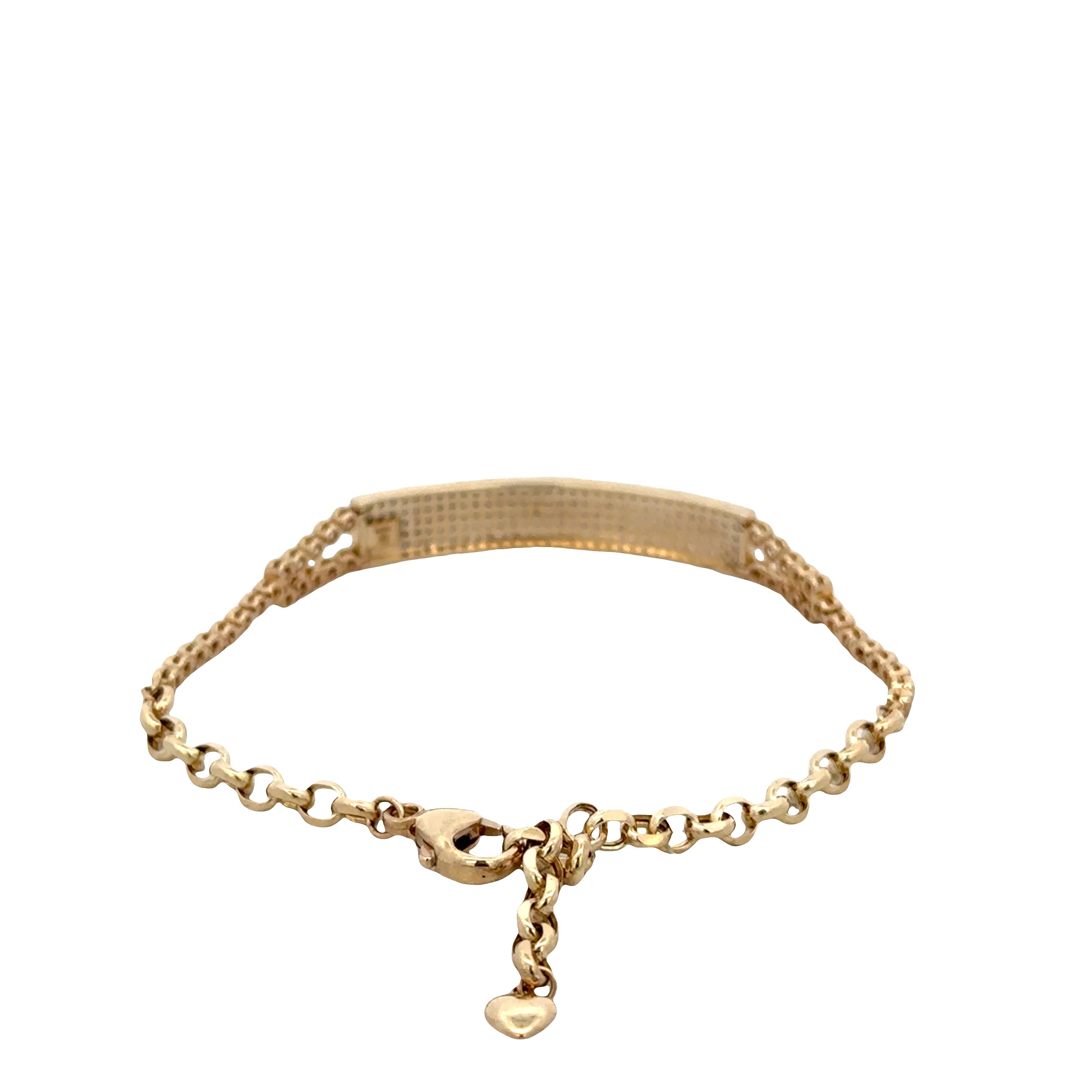 14k Yellow Gold Diamond Plaque Bracelet – Adjustable 8" - Image 3