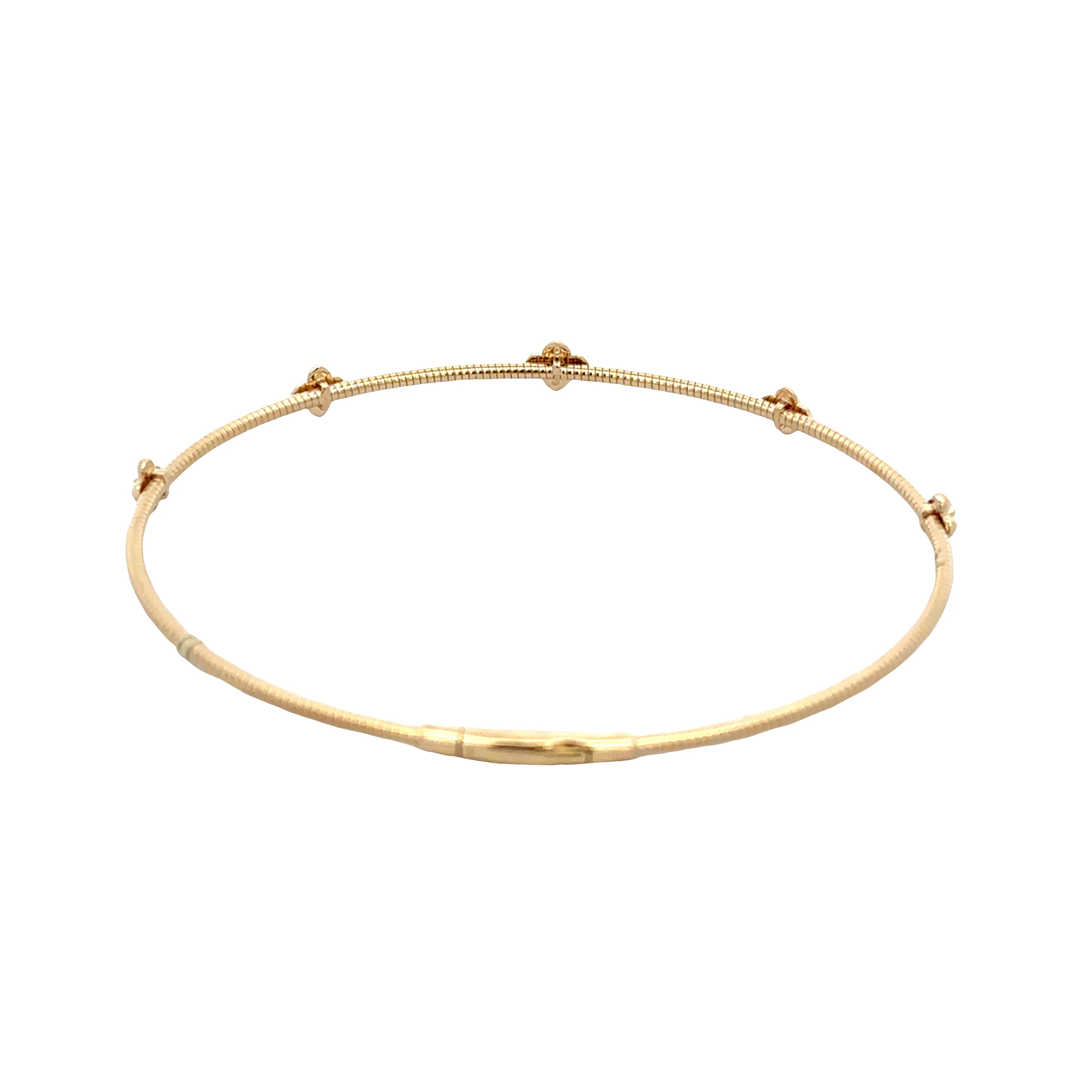 14k Yellow Gold Diamond Quatrefoil Flexible Bangle Bracelet - Image 2