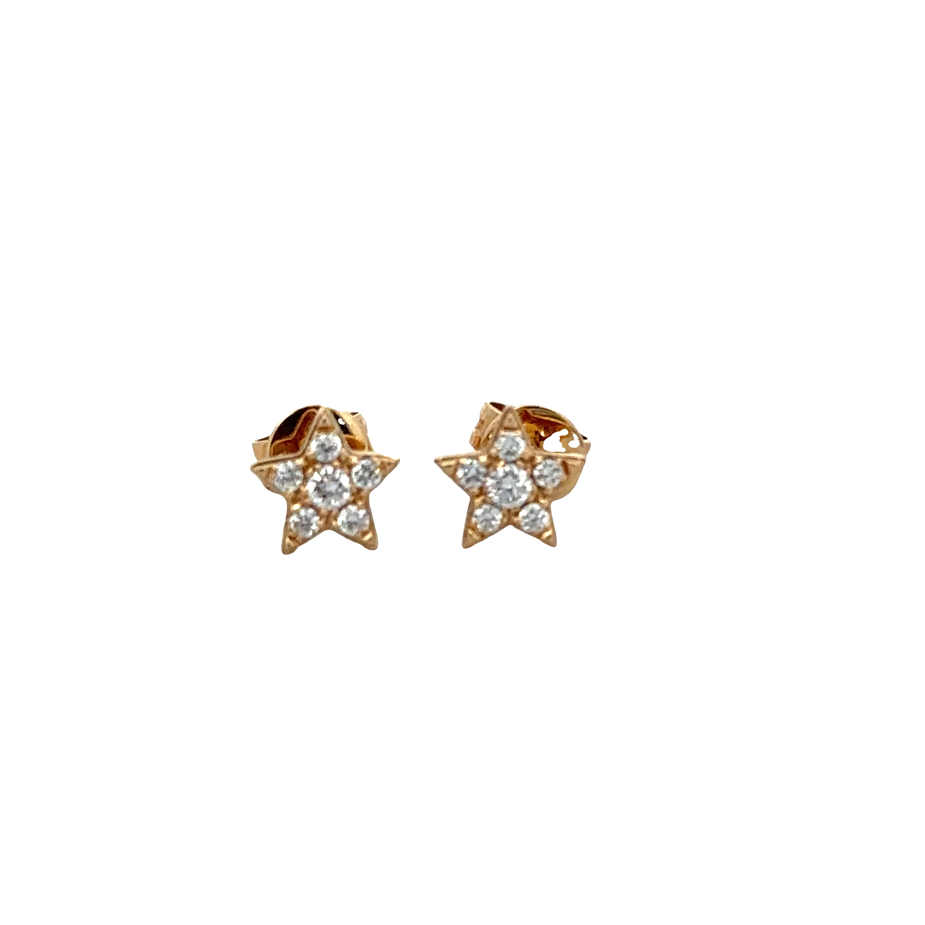 14k Yellow Gold Diamond Star Motif Stud Earrings – 0.17 CTW