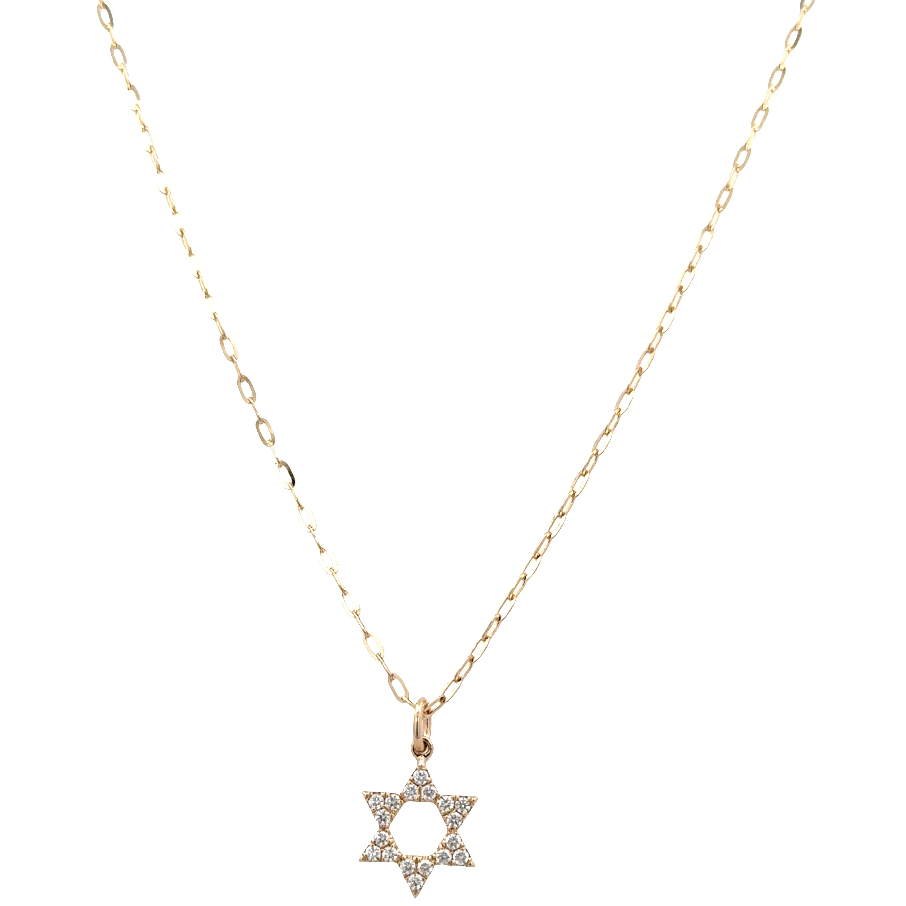 14k Yellow Gold Diamond Star of David Pendant Necklace – Adjustable - Image 2