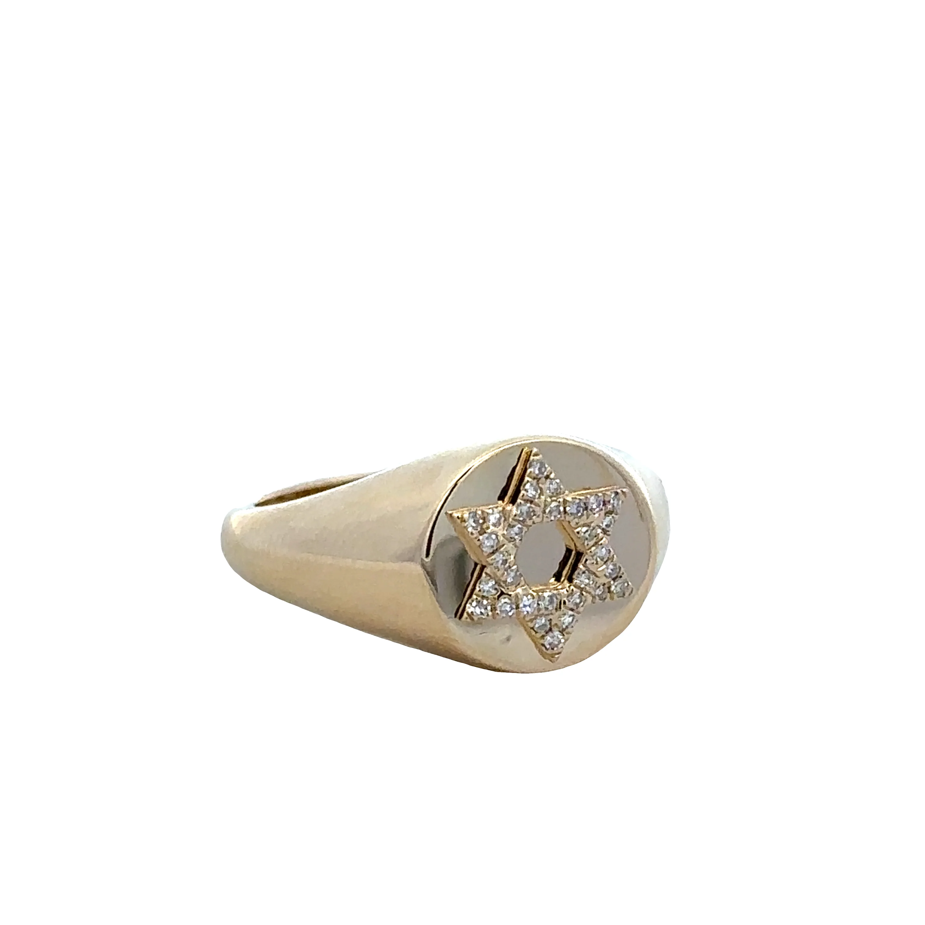 14k Yellow Gold Diamond Star of David Signet Ring – Size 7 - Image 2
