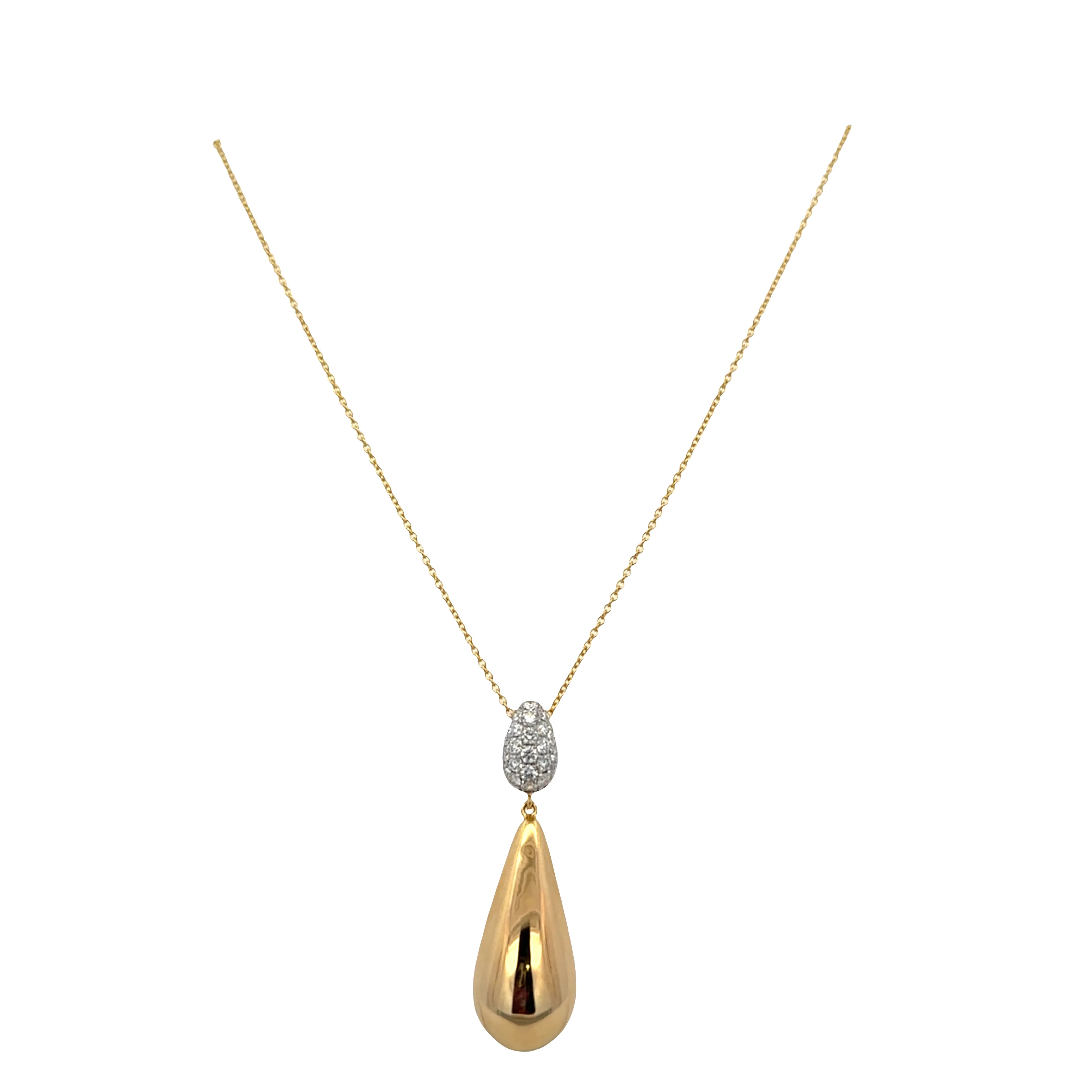 14k Yellow Gold Diamond Teardrop Pendant Necklace - Image 2