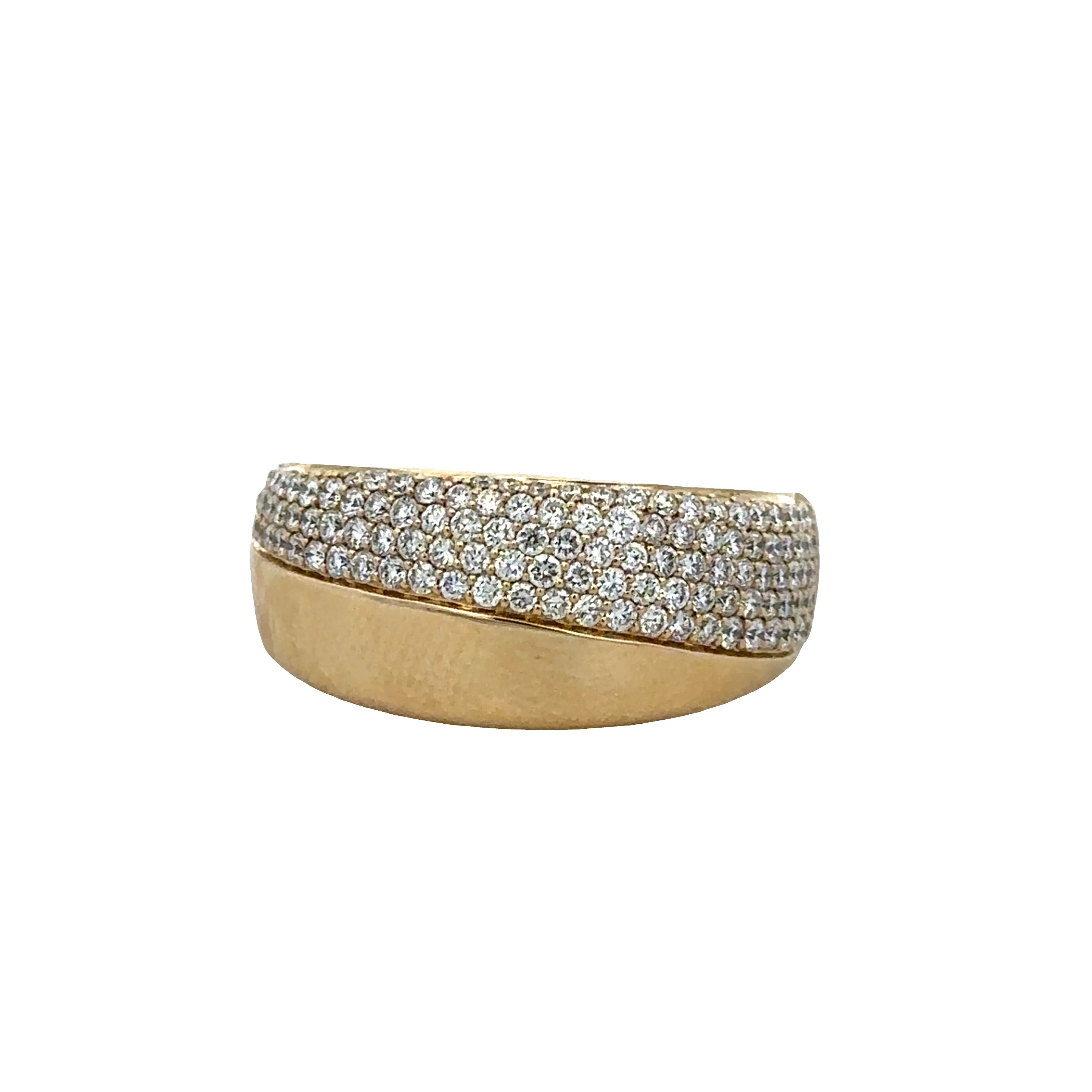 14k Yellow Gold Diamond Wide Modern Band Ring – Size 7